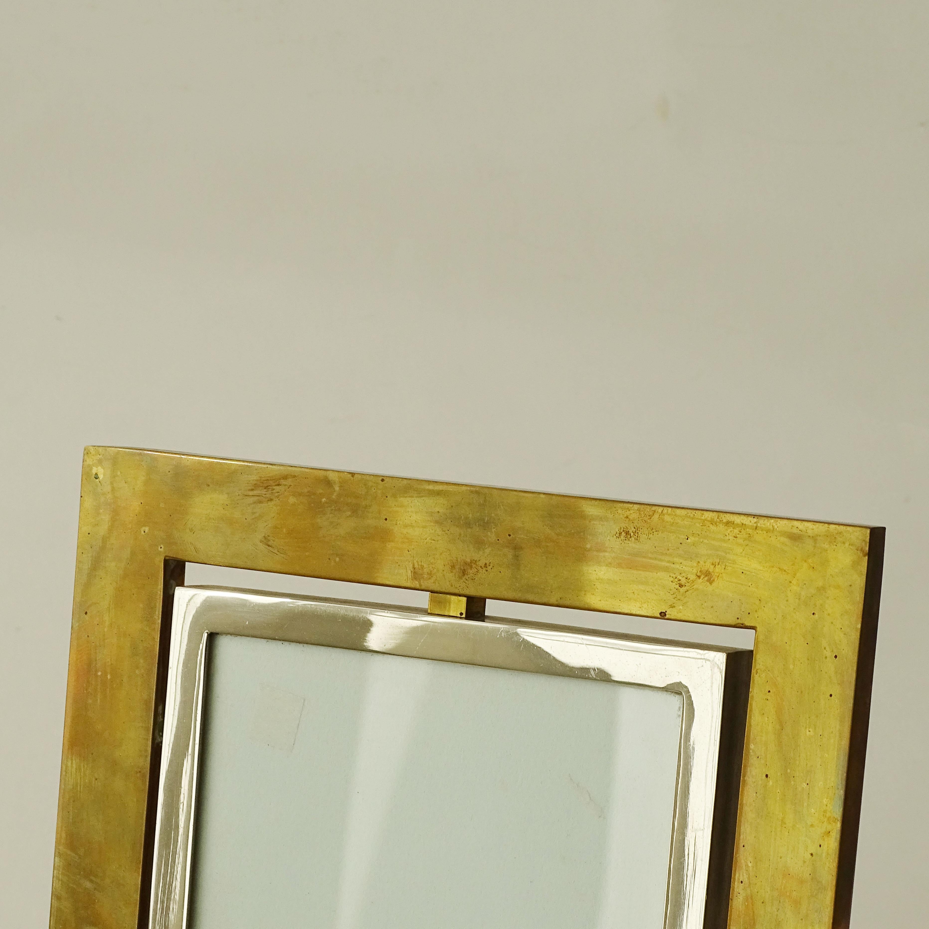 Italian 1970s Brass and Chrome Picture frame For Sale 2