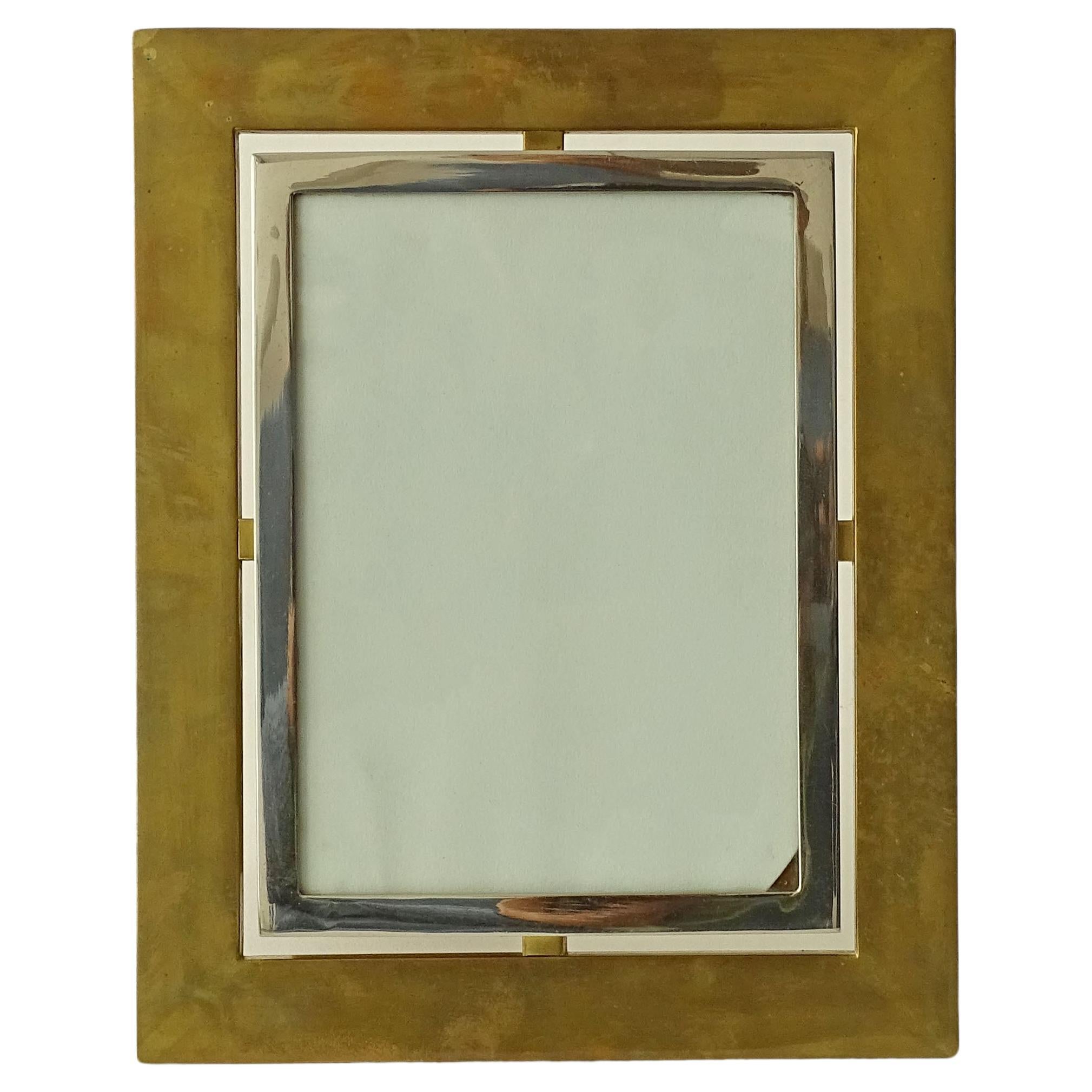 Italian 1970s Brass and Chrome Picture frame