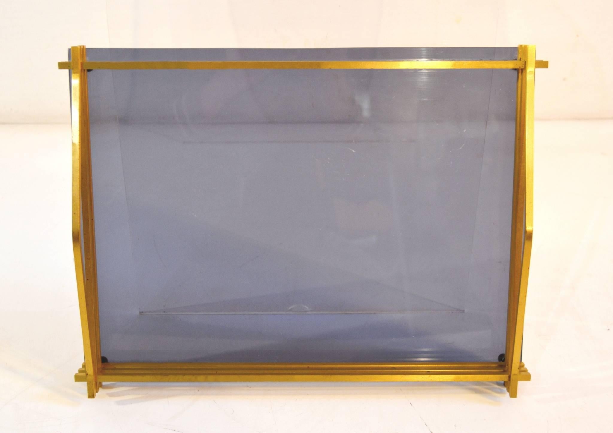 Modern Italian 1970s Brass and Lucite Tray