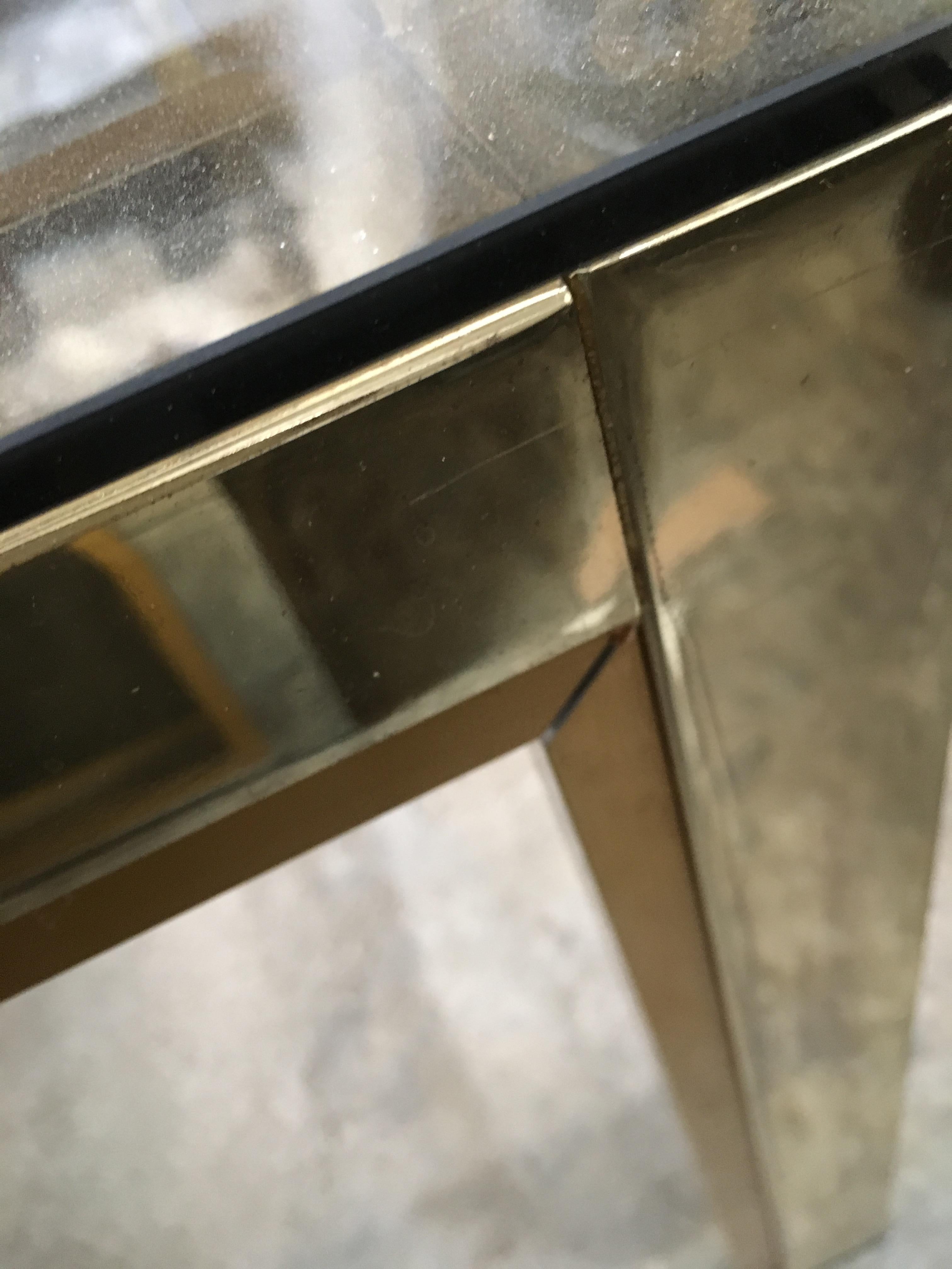 Italian 1970s Brass and Metal Side or Coffee Table with Smoked Glass Top 3