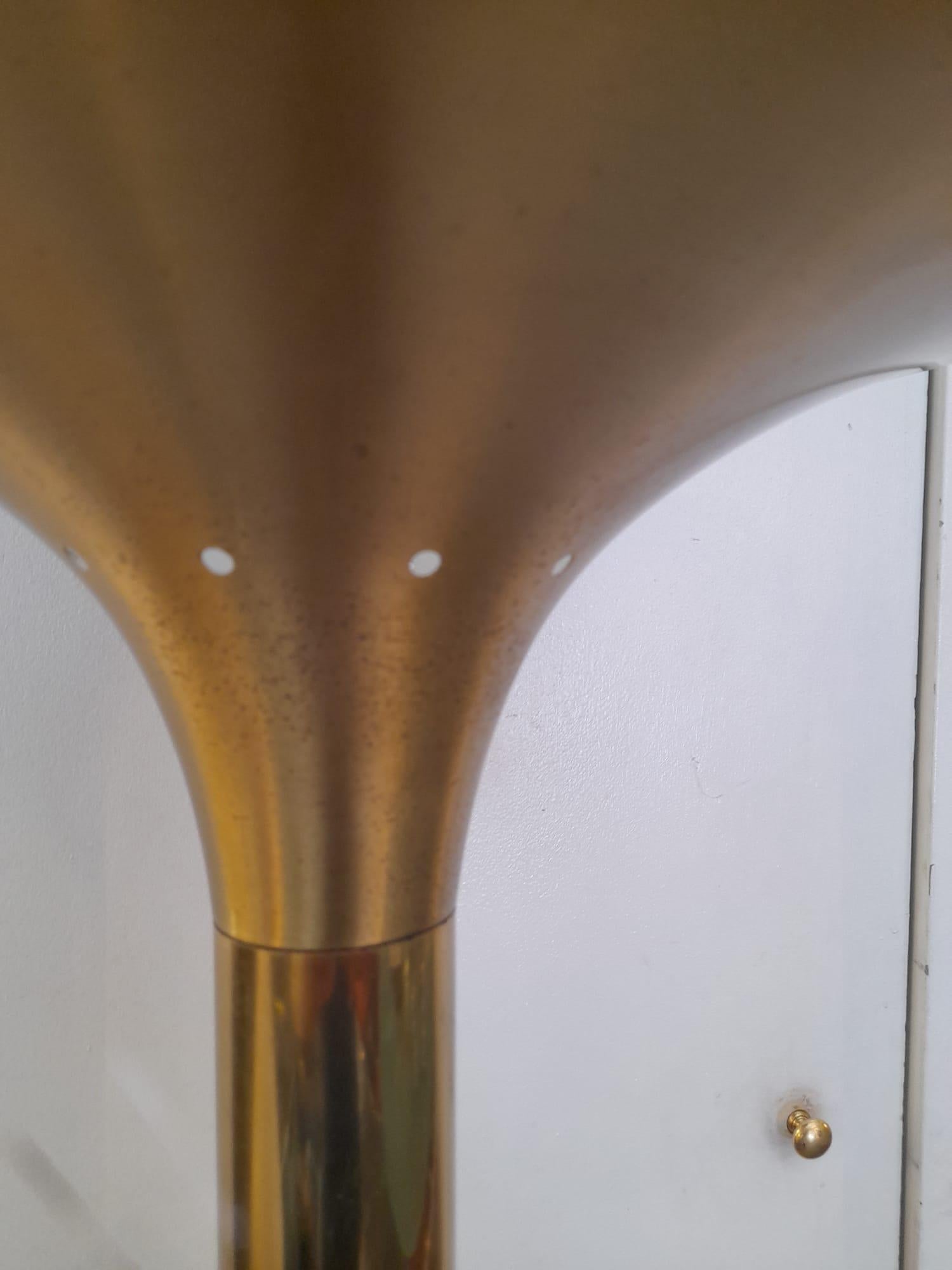 Italian 1970s Brass and White Glass Lampshade Floor Lamp 4