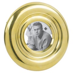 Retro Italian Brass Round Picture Frame, 1970s