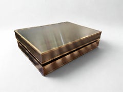 Italian 1970s Brushed Steel and Gilt Brass Coffee Table