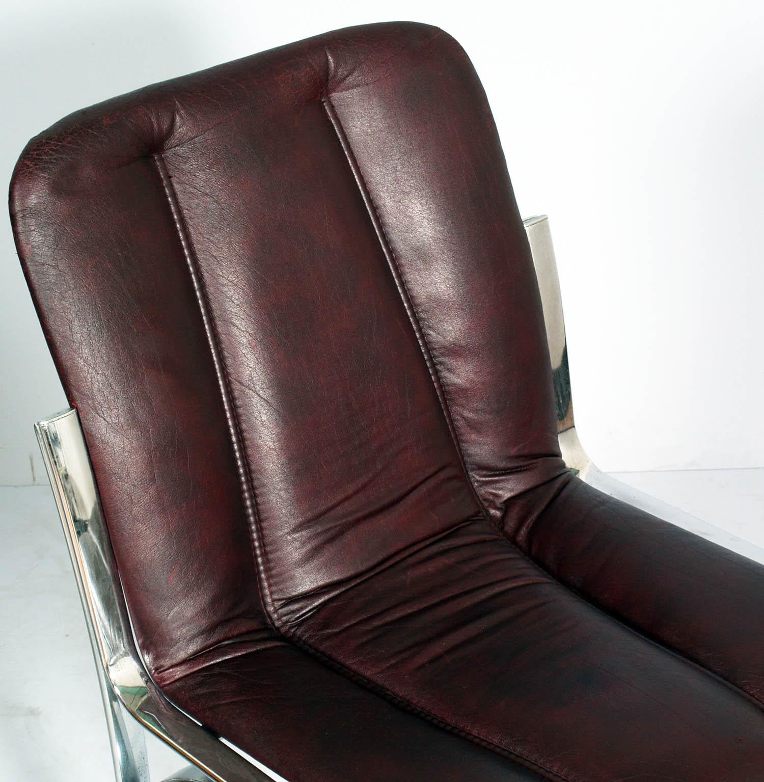 Italian 1970s Chairs Chromed Steel and Soft Leather  Gastone Rinaldi attributed For Sale 1