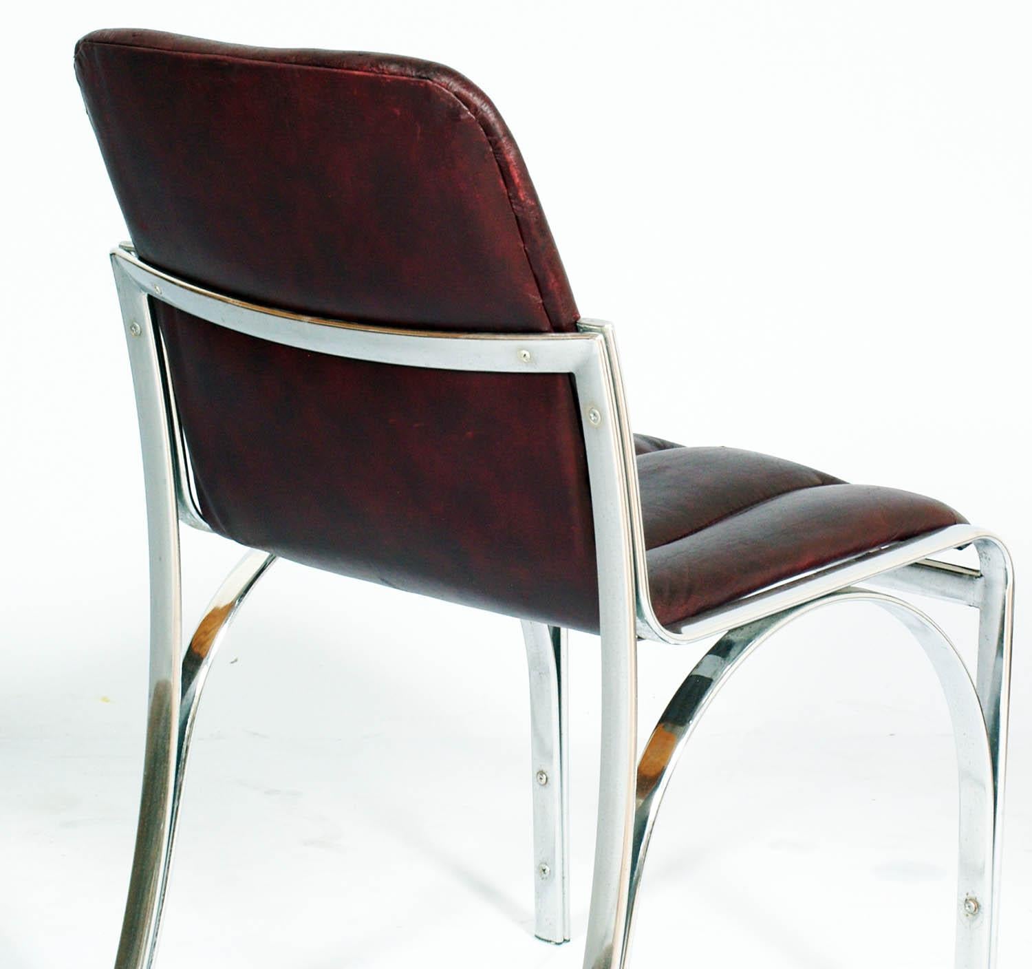 Italian 1970s Chairs Chromed Steel and Soft Leather  Gastone Rinaldi attributed For Sale 2