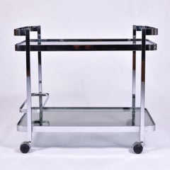Italian 1970s Chrome and Glass Drinks Trolley by Orsenigo