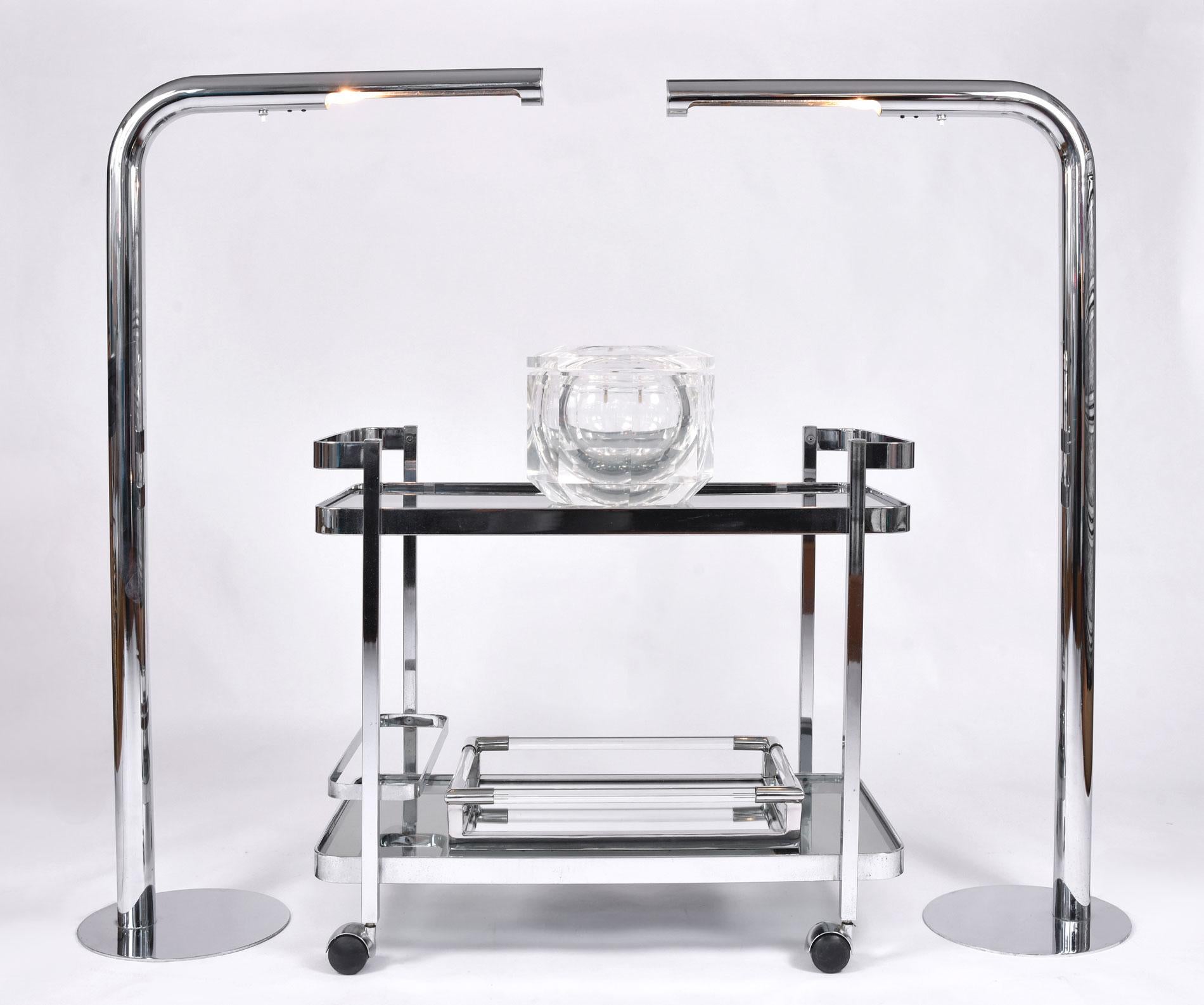 Italian 1970s Chrome and Glass Drinks Trolley by Orsenigo In Good Condition In London, GB