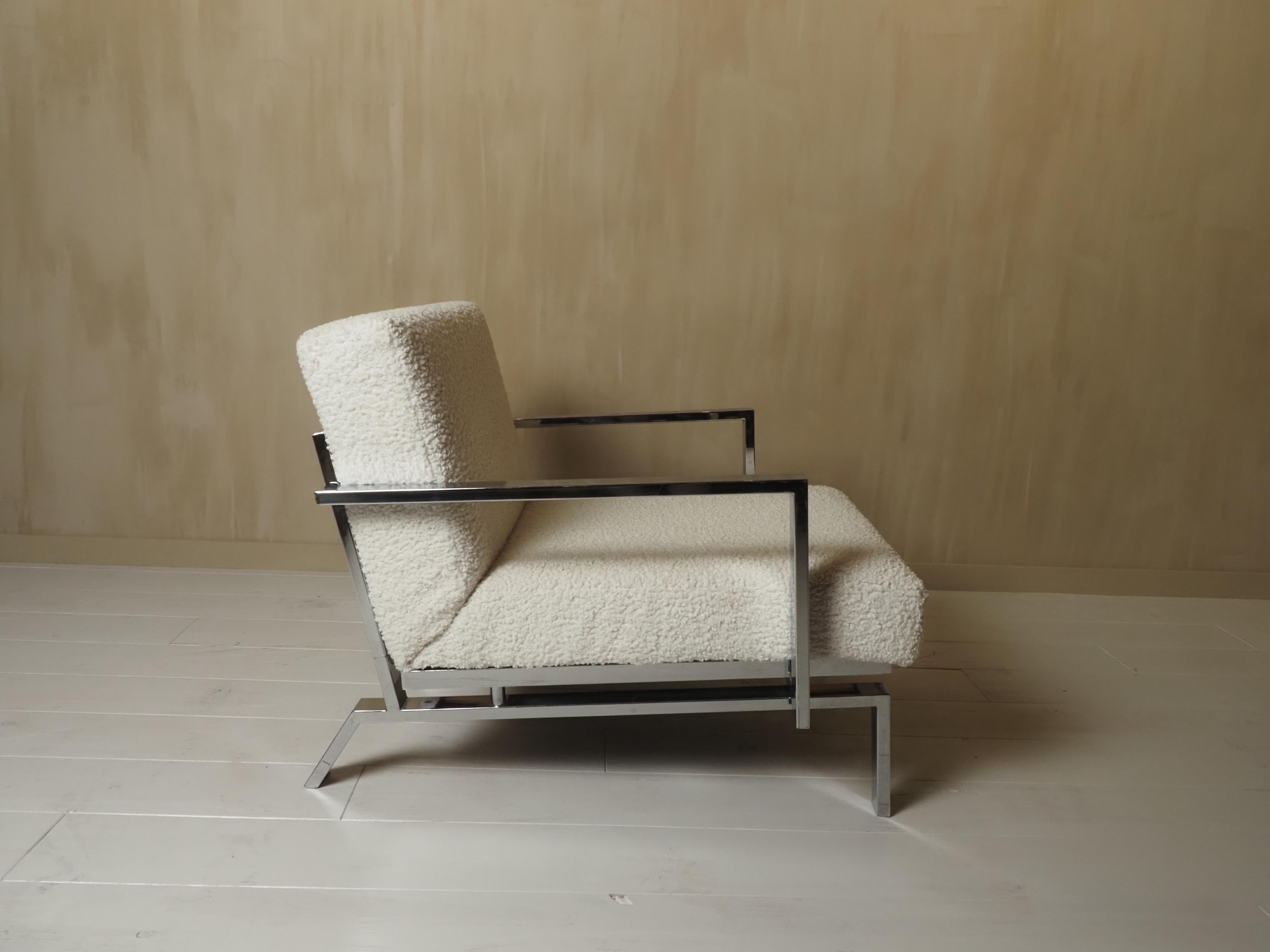 Fauteuil de salon italien chromé des années 1970 en vente 4