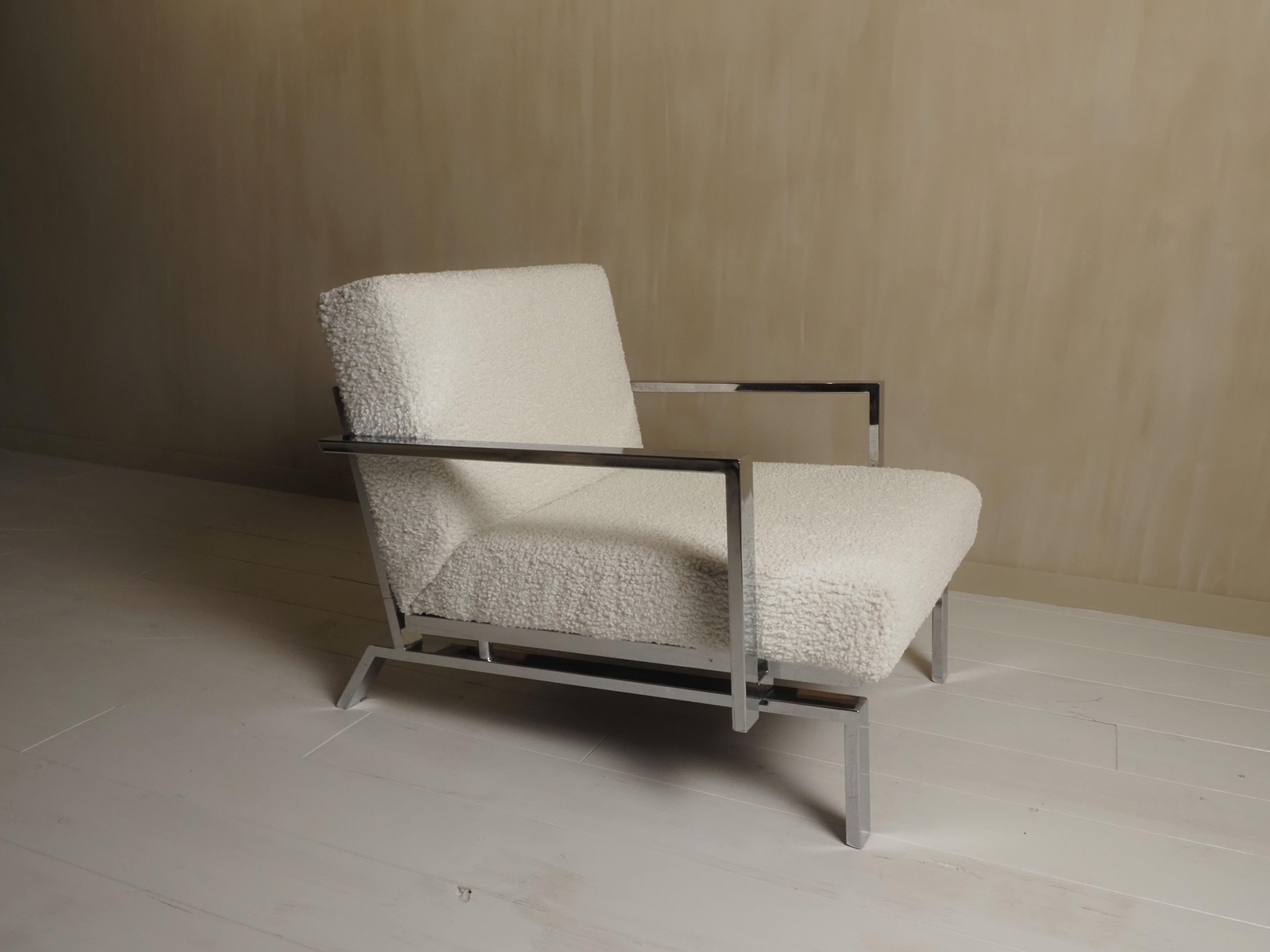 Fauteuil de salon italien chromé des années 1970 en vente 5