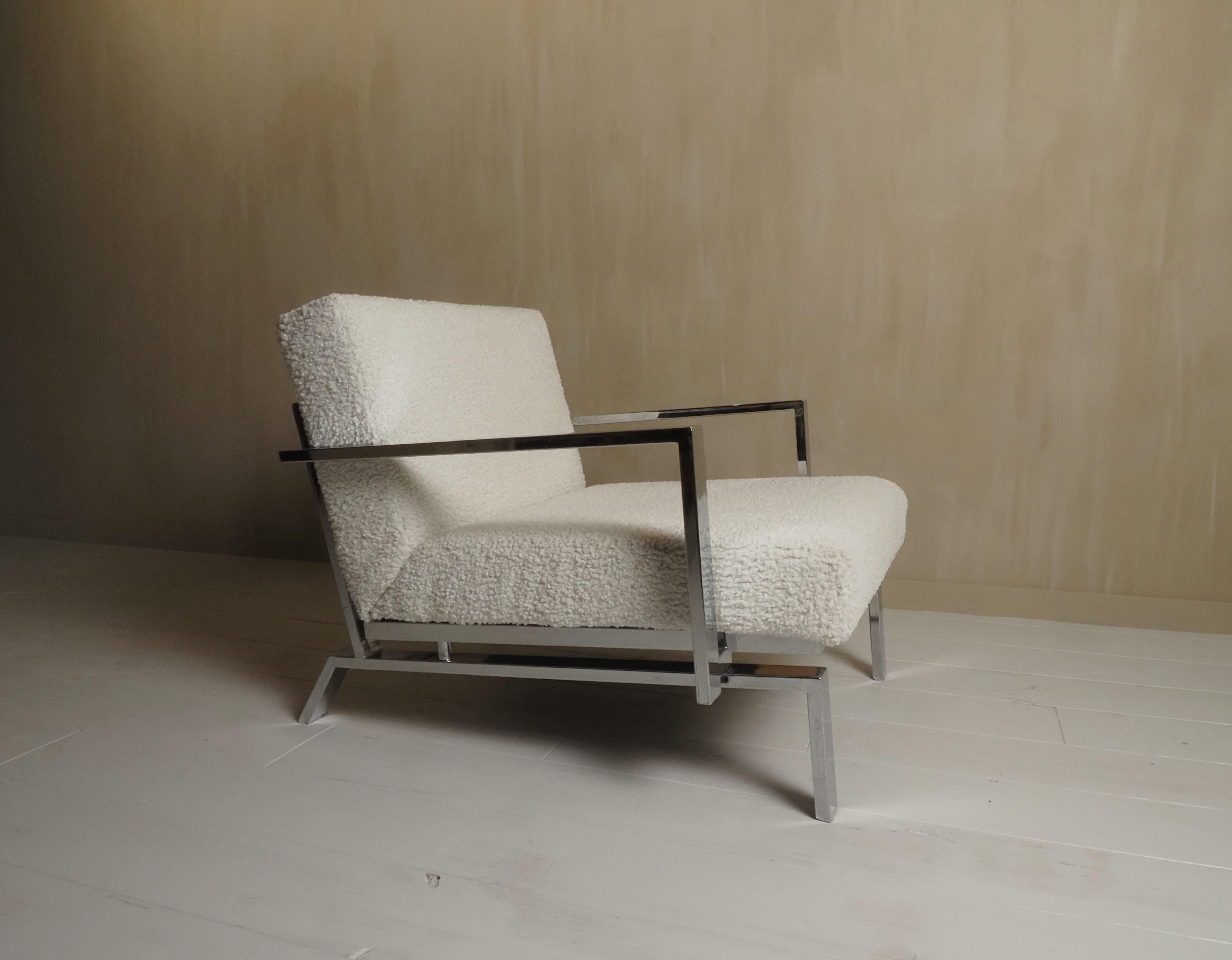 Fauteuil de salon italien chromé des années 1970 en vente 6