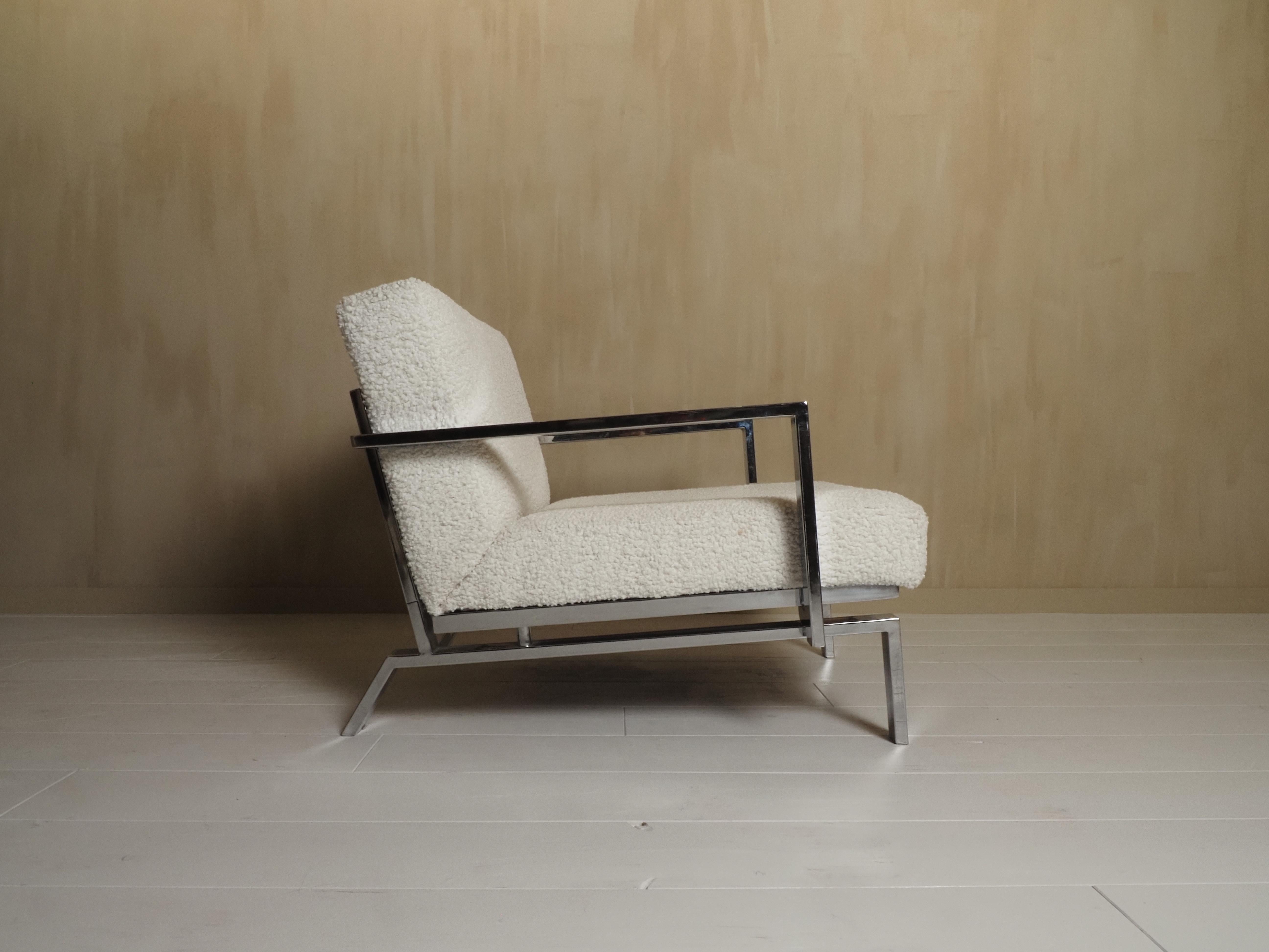 Fauteuil de salon italien chromé des années 1970 en vente 8