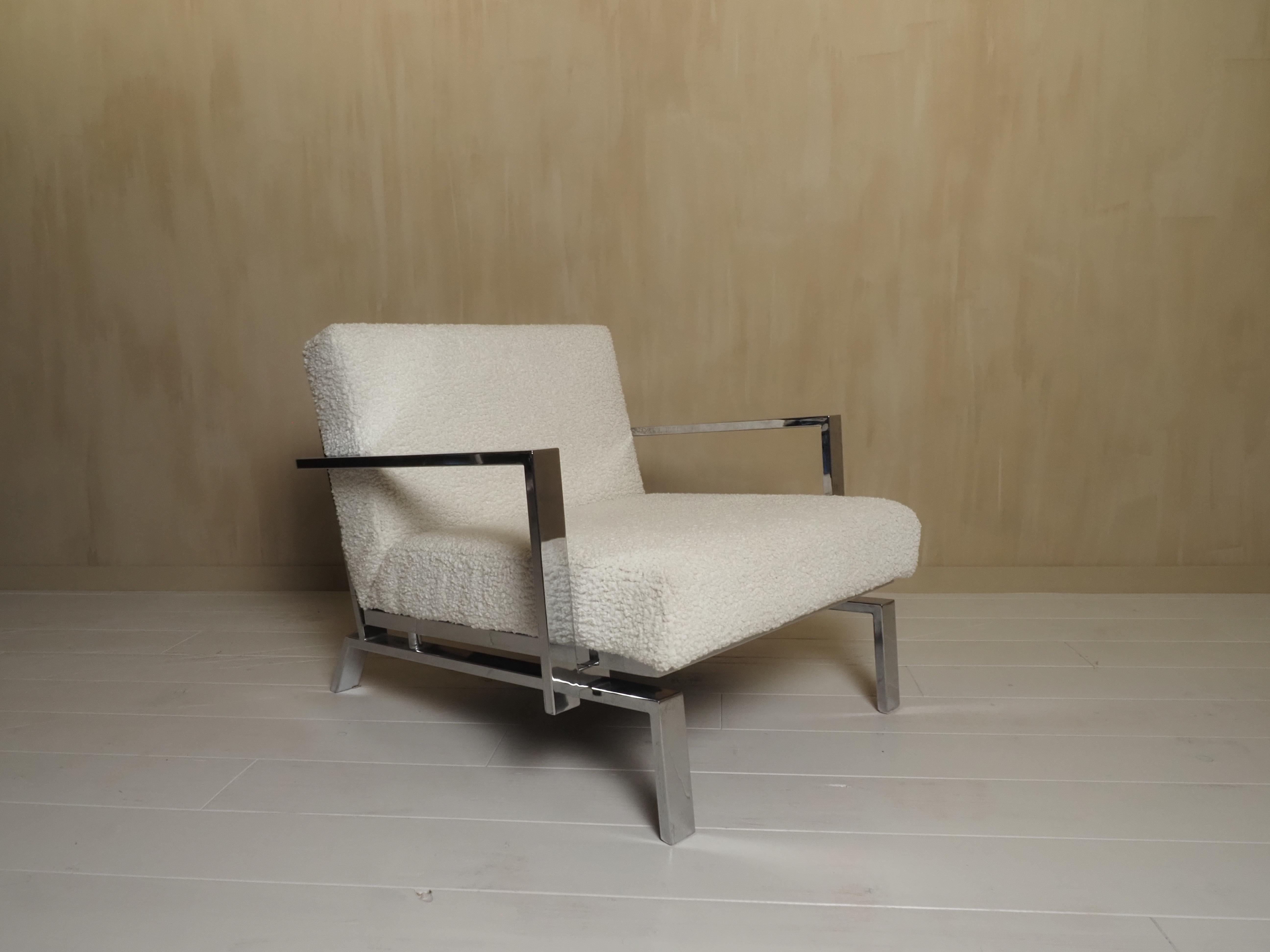 Fauteuil de salon italien chromé des années 1970 en vente 11
