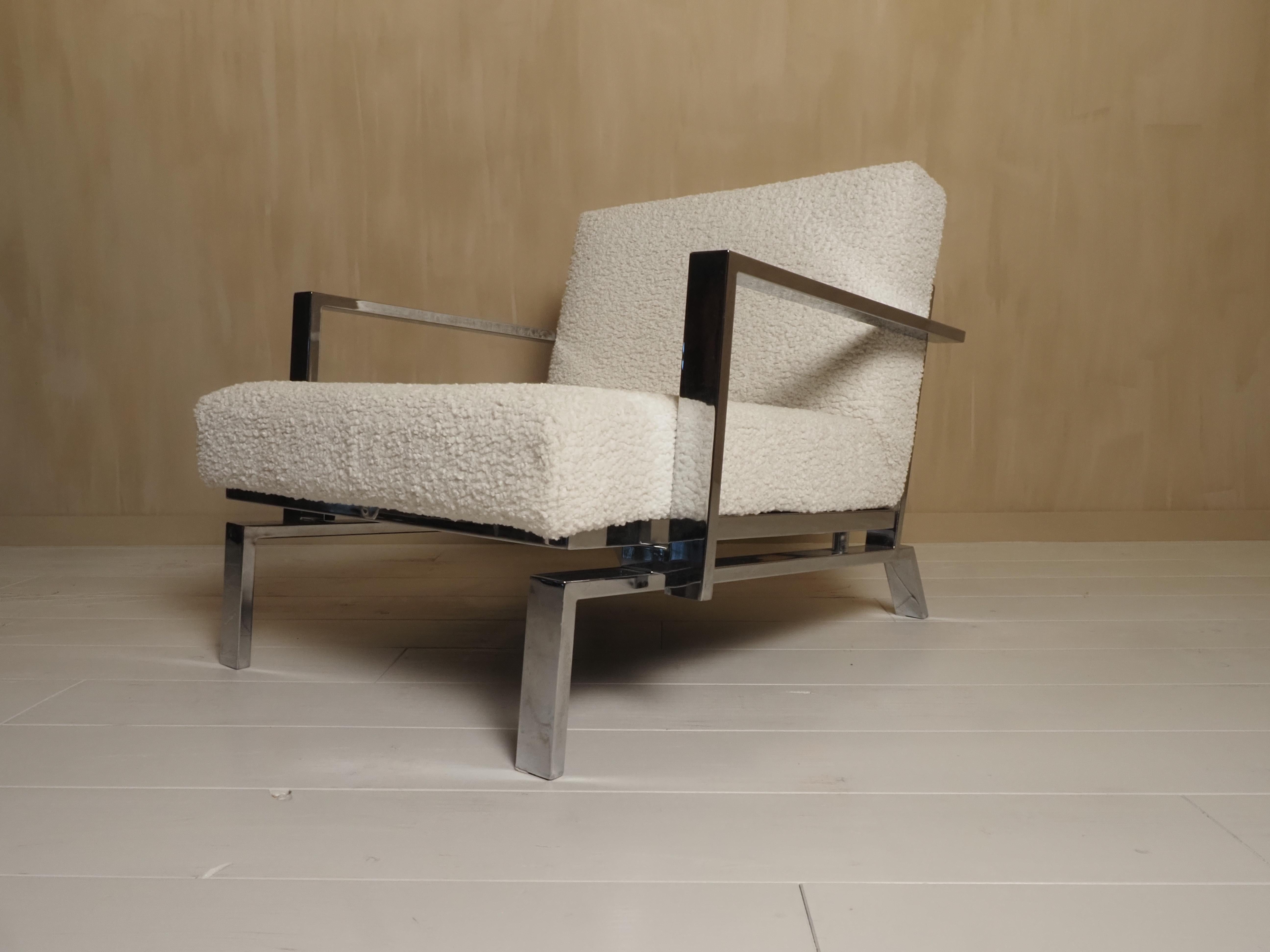 Fauteuil de salon italien chromé des années 1970 en vente 12