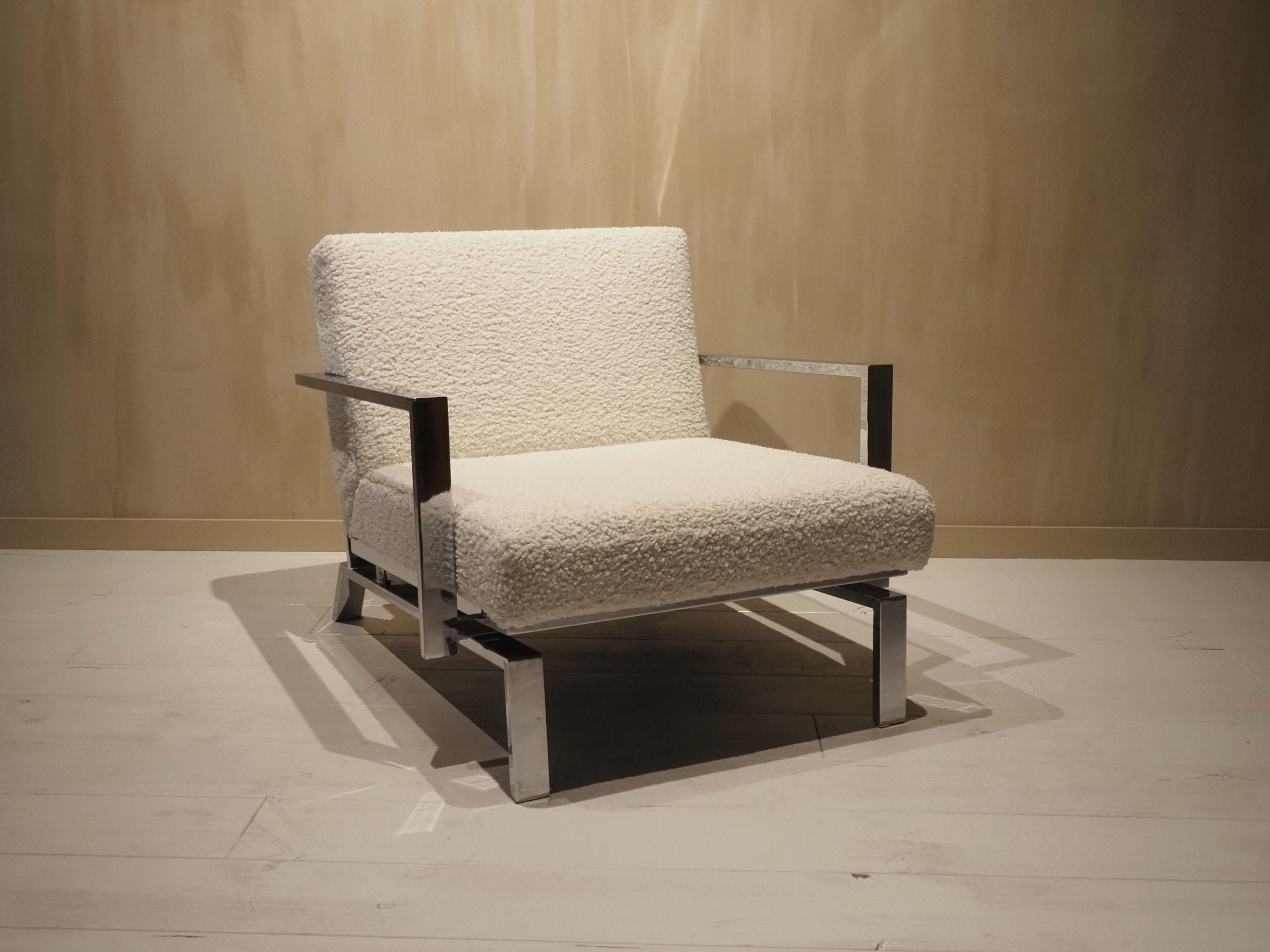 Mid-Century Modern Fauteuil de salon italien chromé des années 1970 en vente