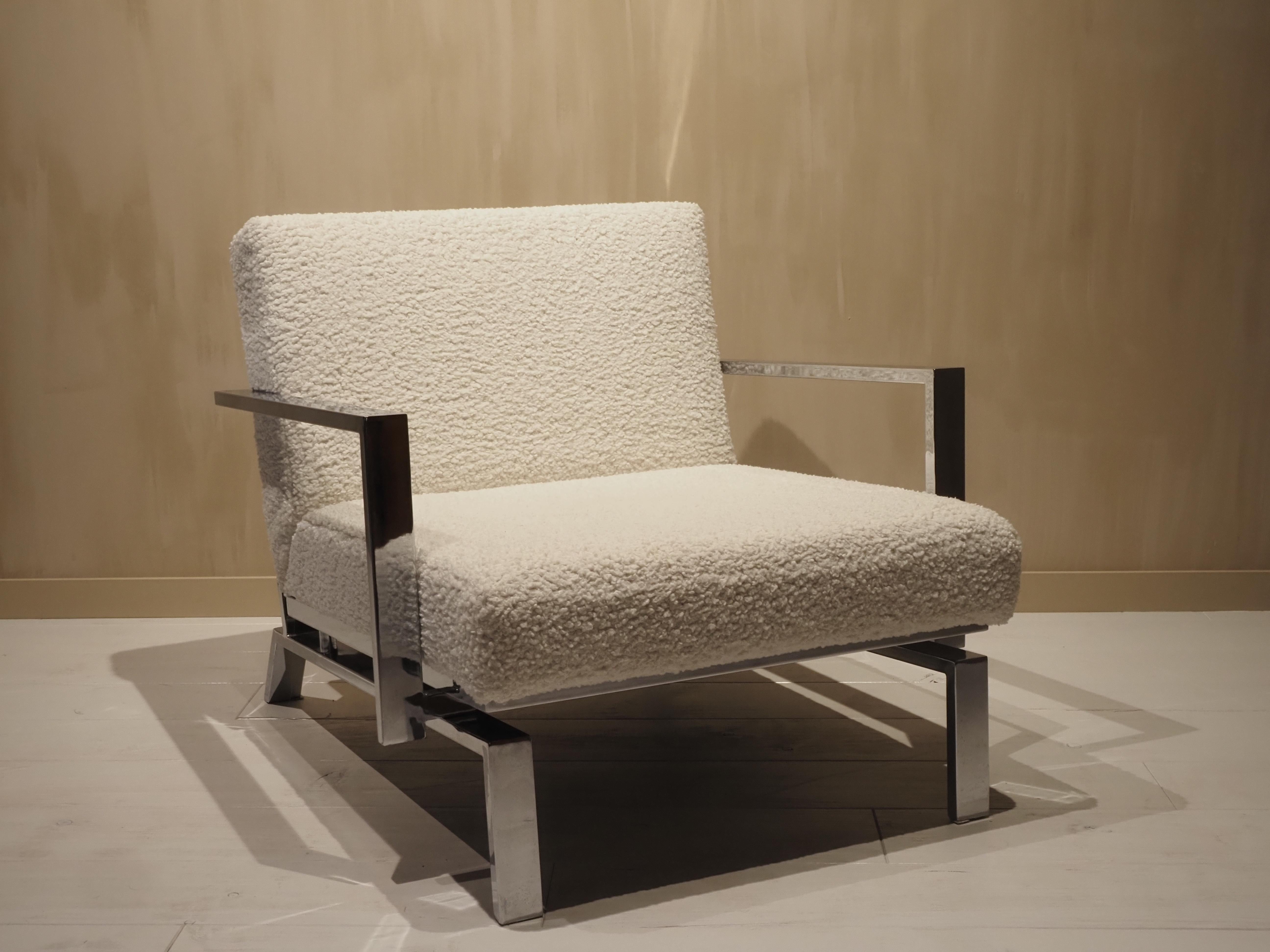 Fauteuil de salon italien chromé des années 1970 Bon état - En vente à Diest, BE