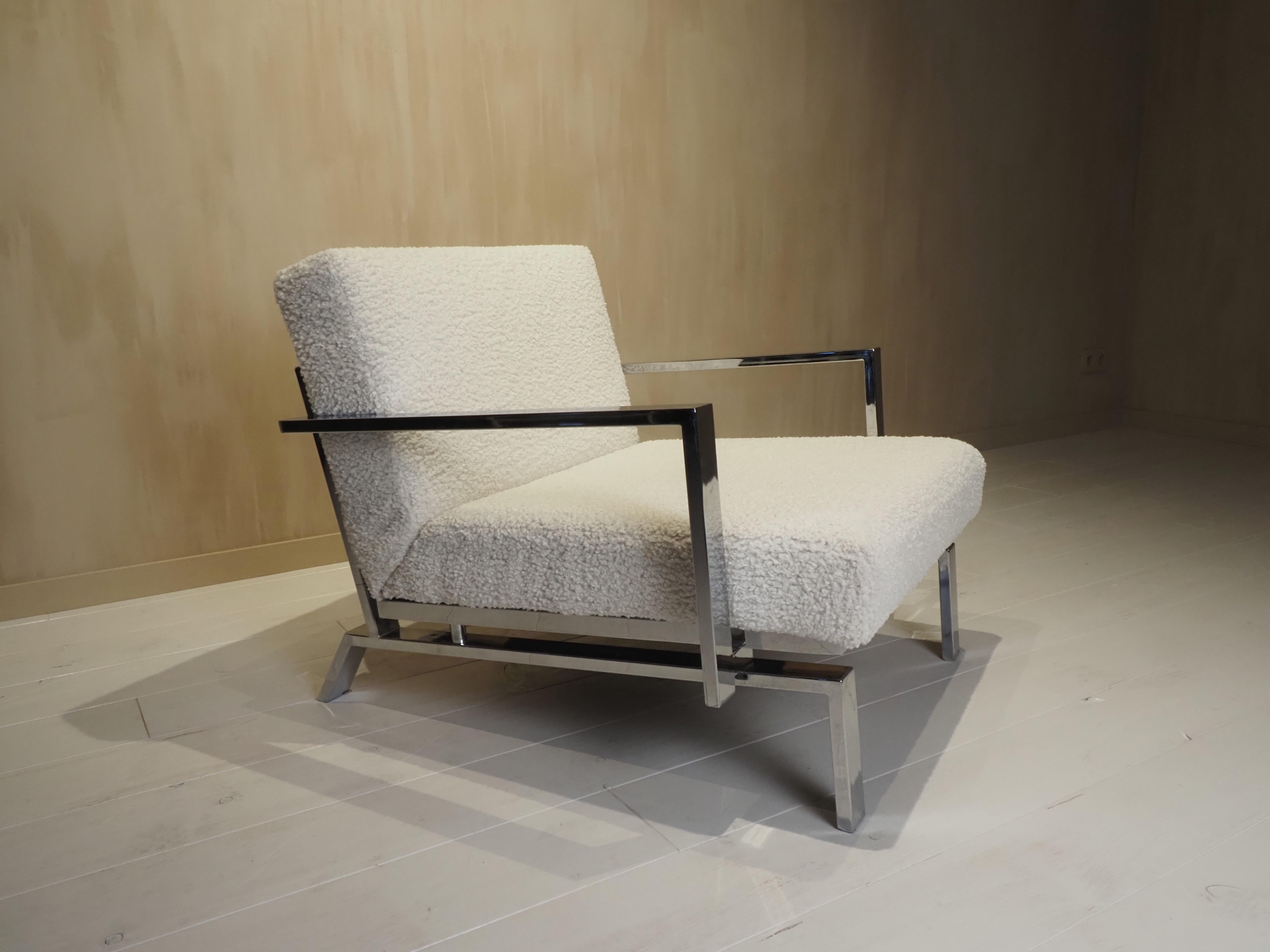 Fin du 20e siècle Fauteuil de salon italien chromé des années 1970 en vente