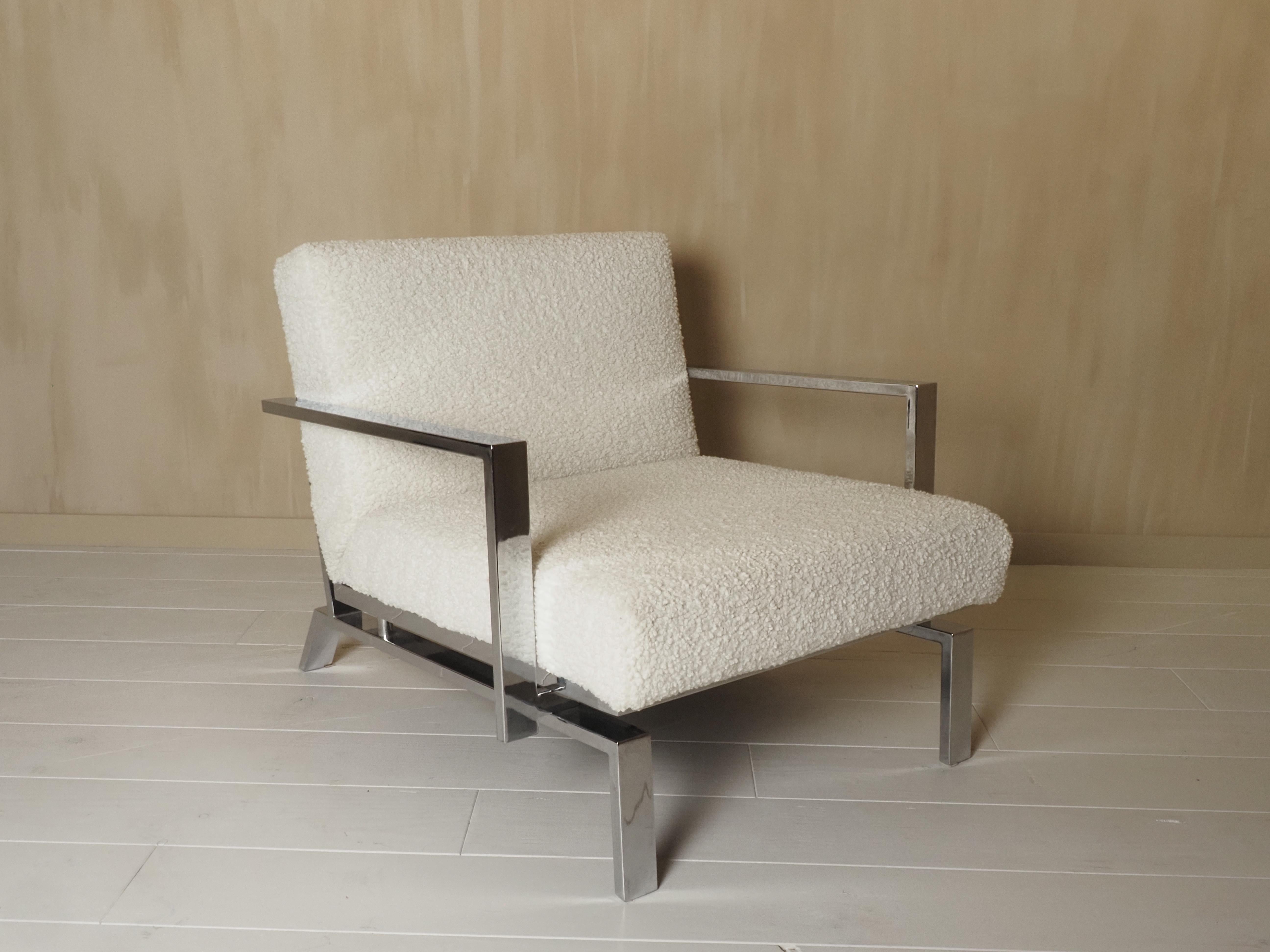 Chrome Fauteuil de salon italien chromé des années 1970 en vente