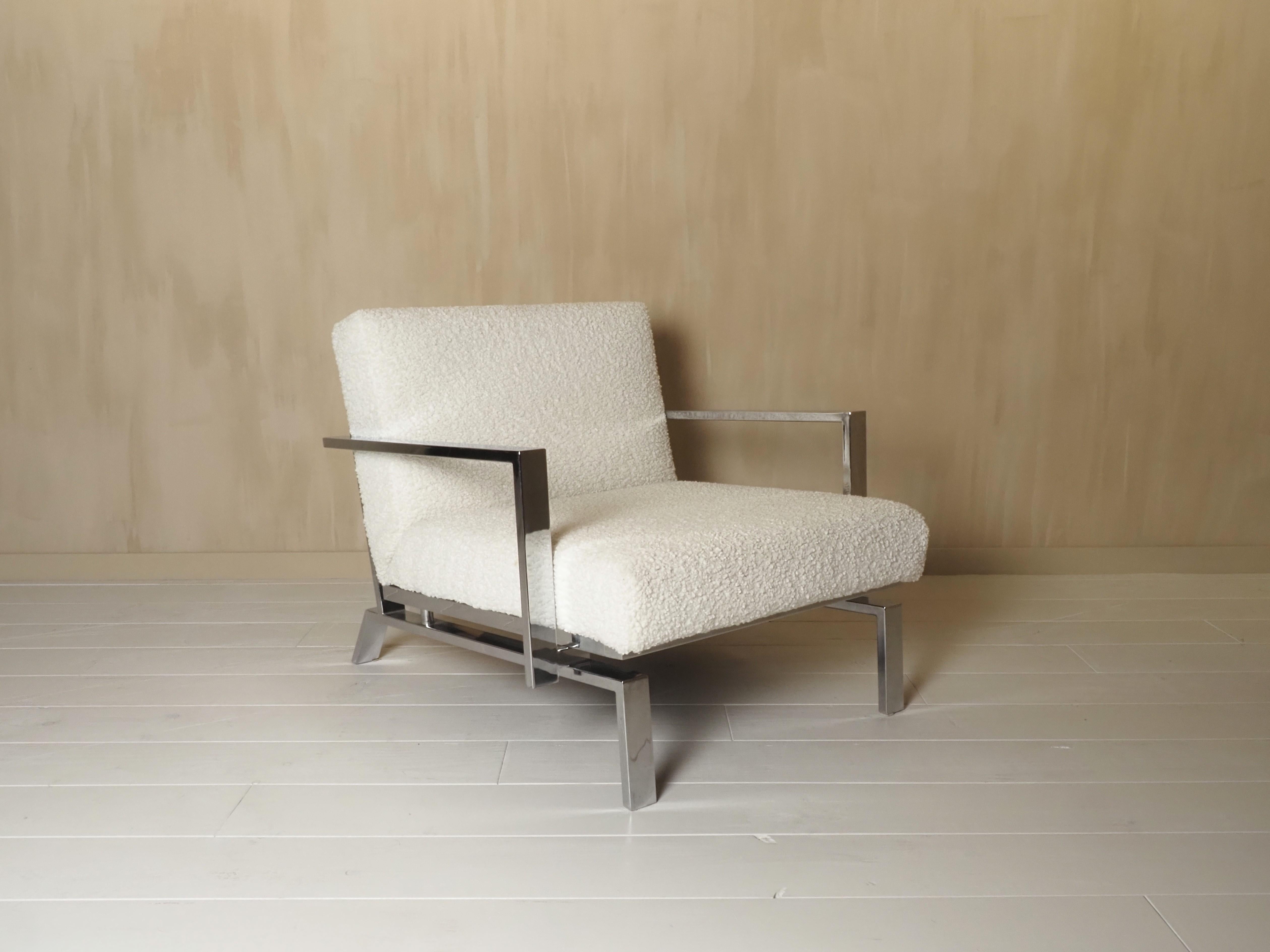 Fauteuil de salon italien chromé des années 1970 en vente 1