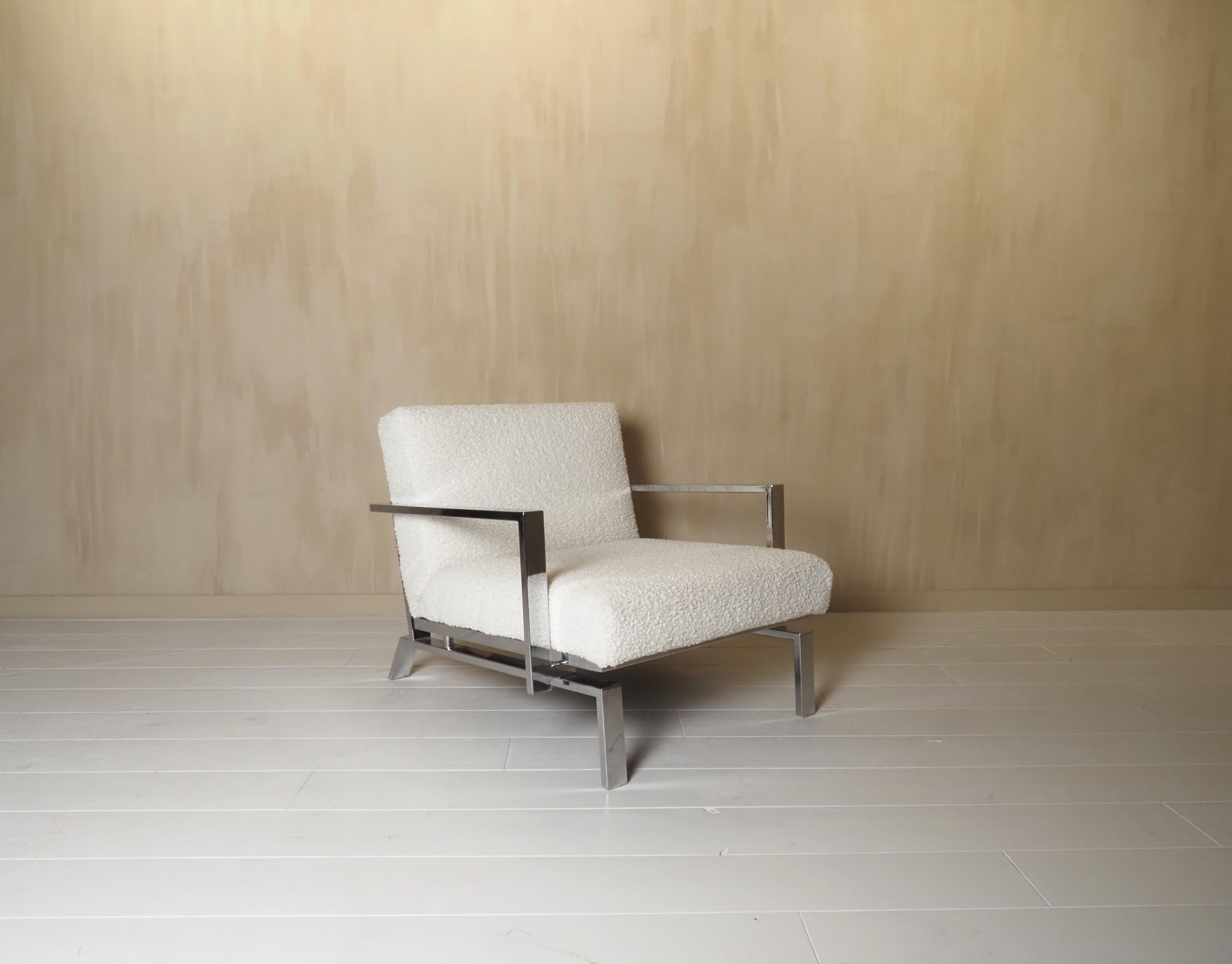 Fauteuil de salon italien chromé des années 1970 en vente 2