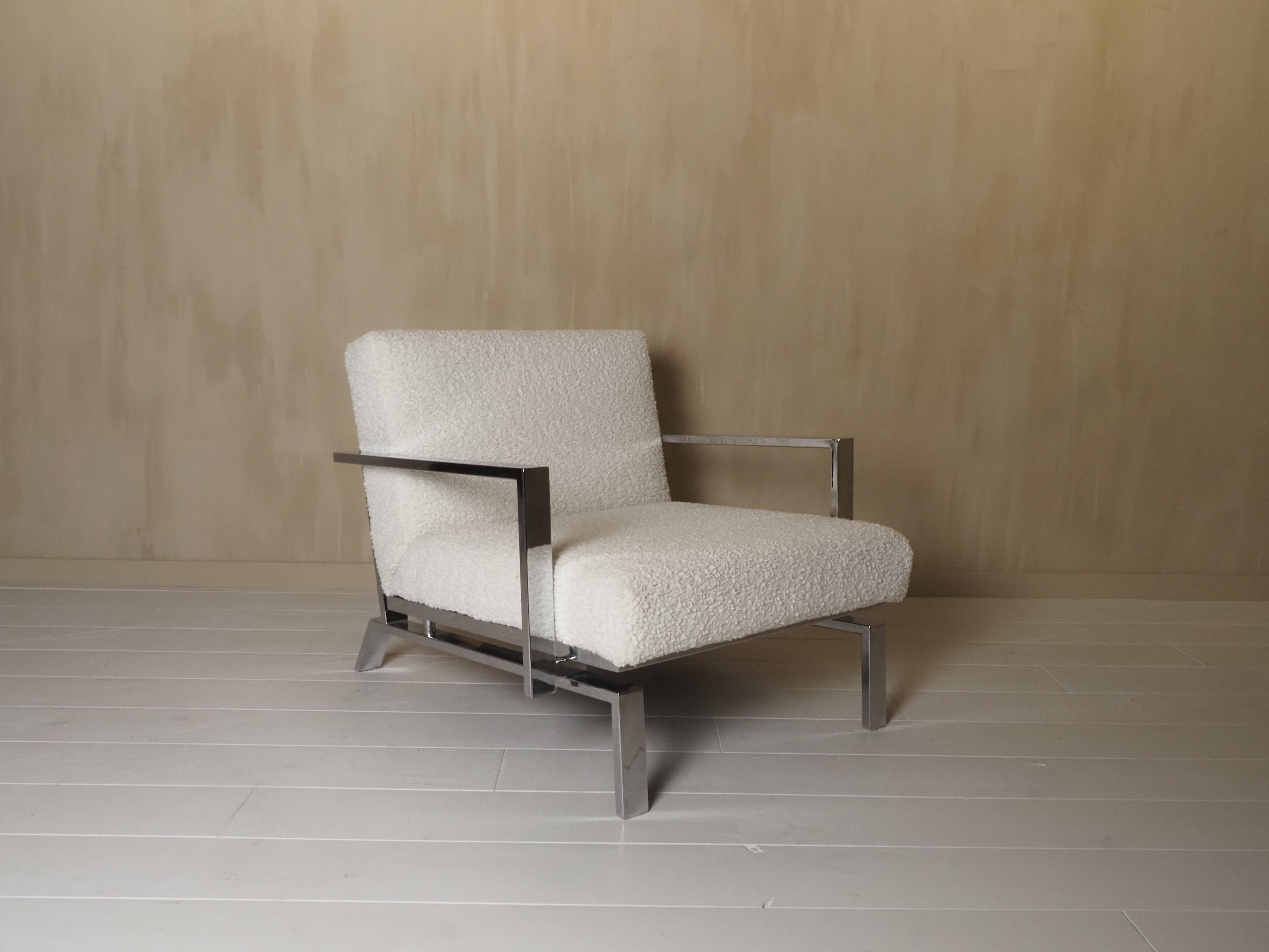 Fauteuil de salon italien chromé des années 1970 en vente 3