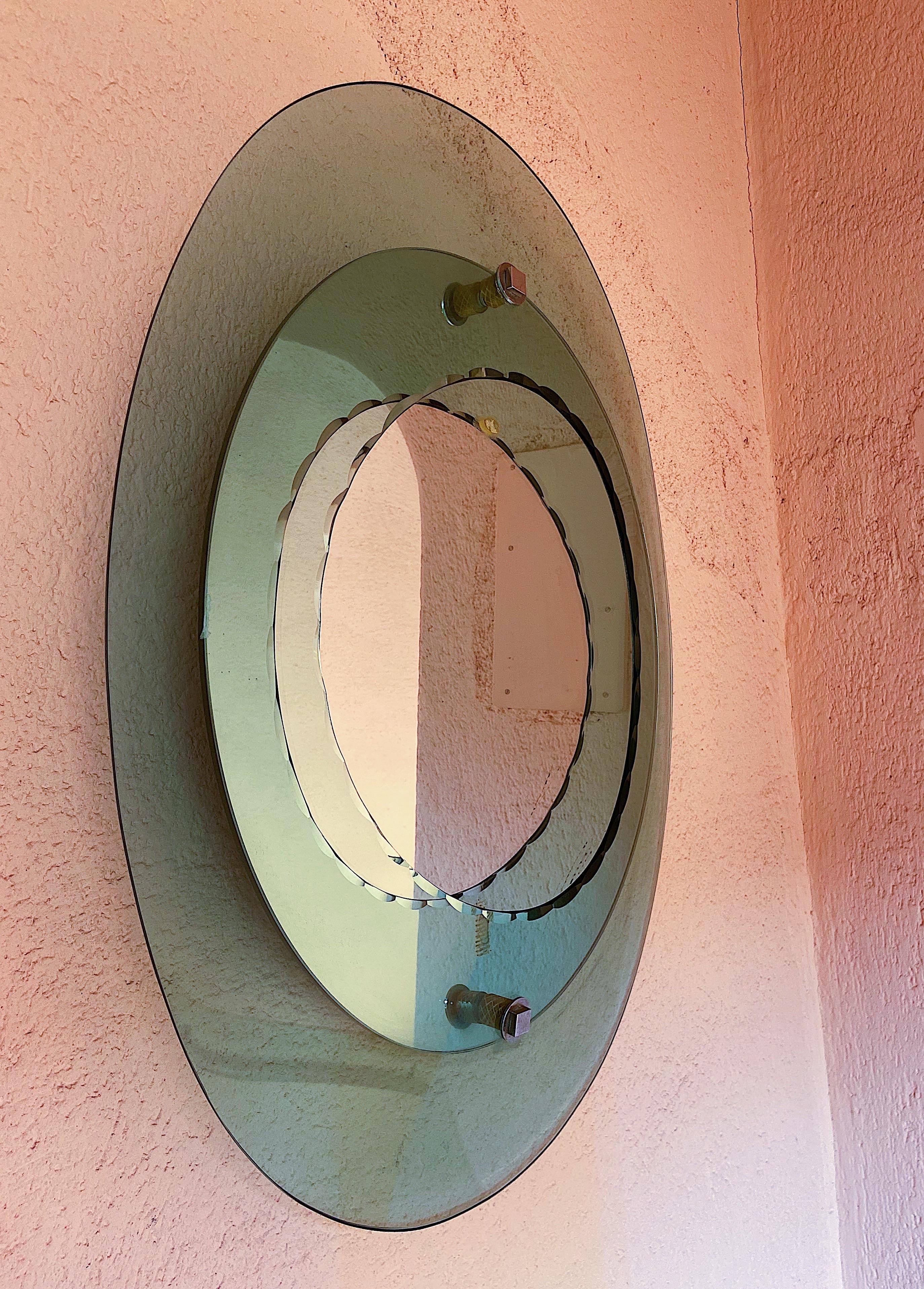 20th Century Italian 1970s Crystal Art Mirror