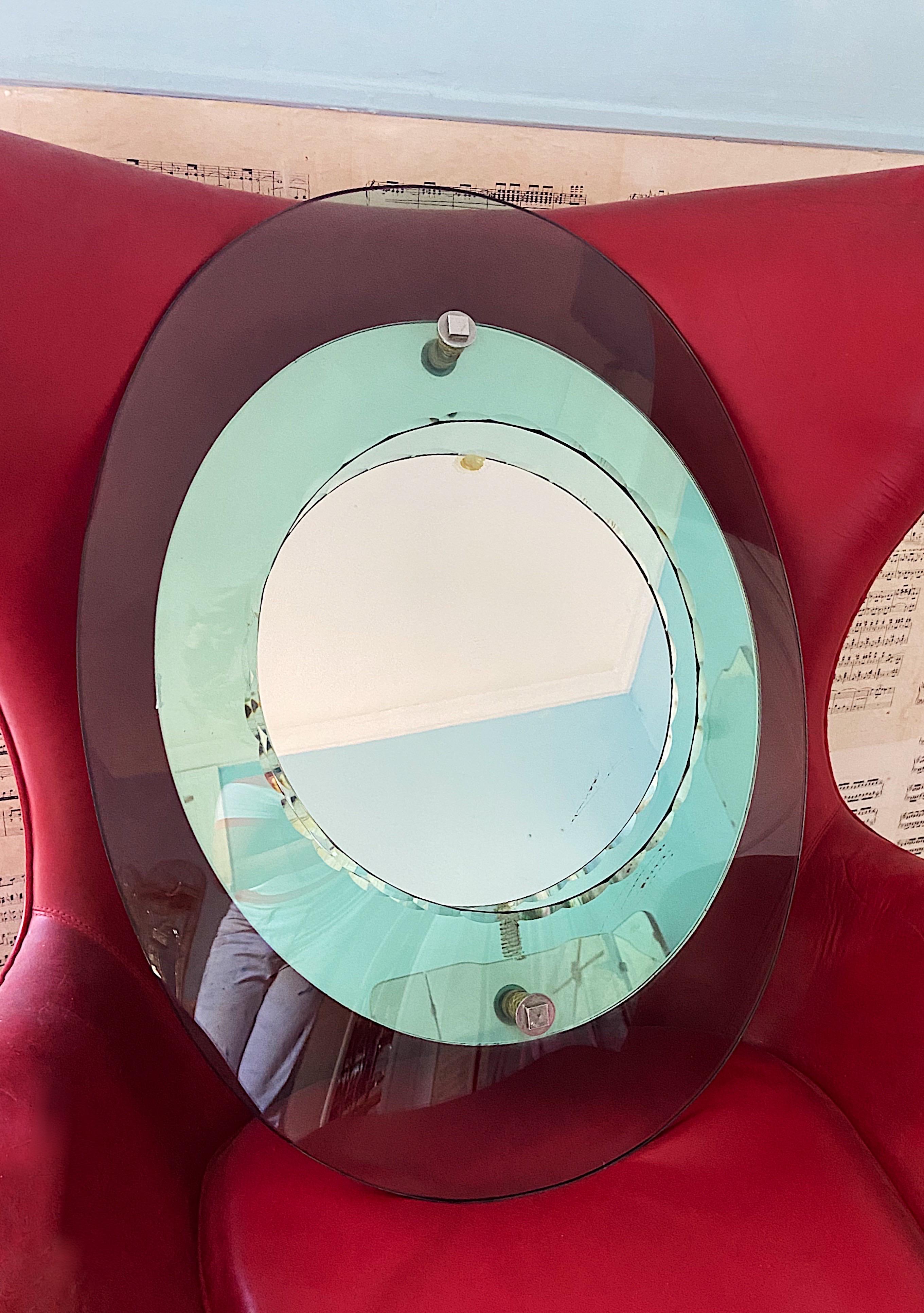 Metal Italian 1970s Crystal Art Mirror