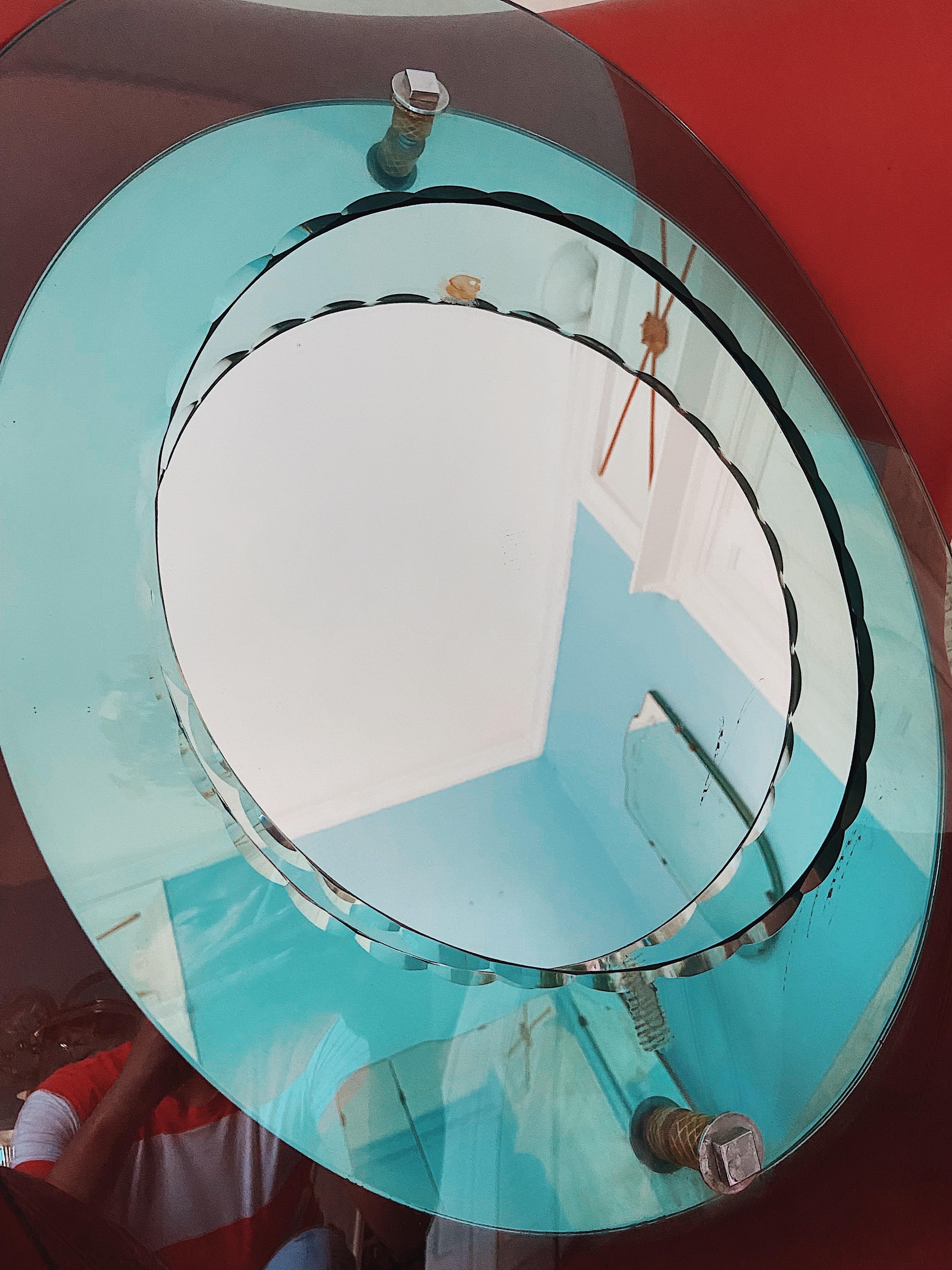 Italian 1970s Crystal Art Mirror 1