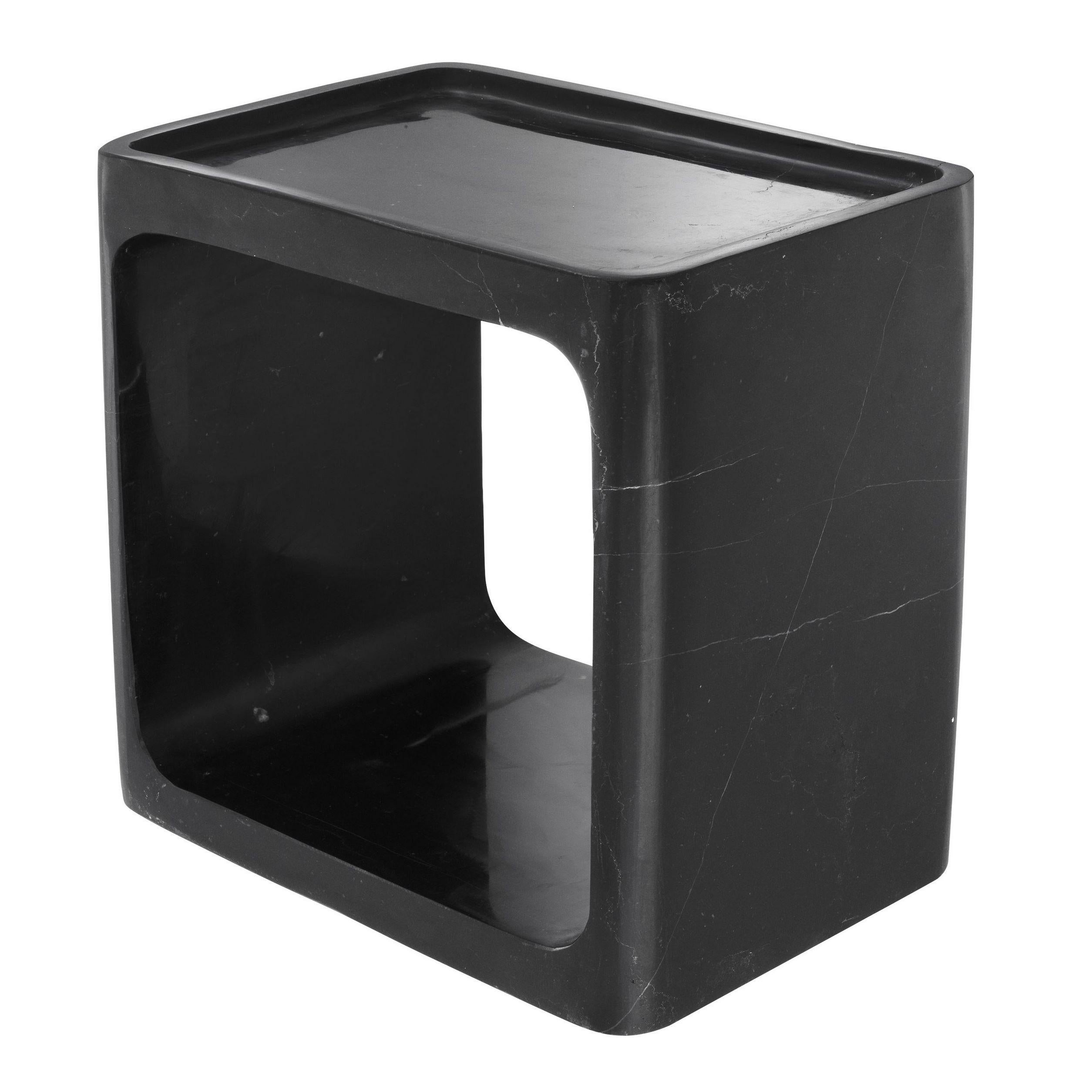Space Age Italian 1970s Design Style Black Marble Side Table For Sale