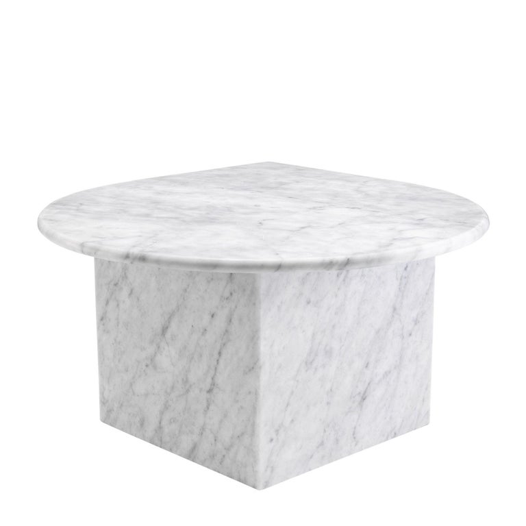 Unknown Italian 1970s Design Style White Marble Set of Three Nesting Coffee Tables For Sale