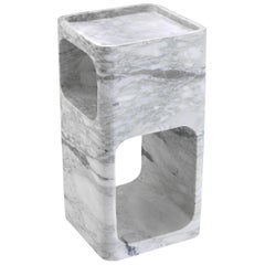 Italian 1970s Design Style White Marble Side Table