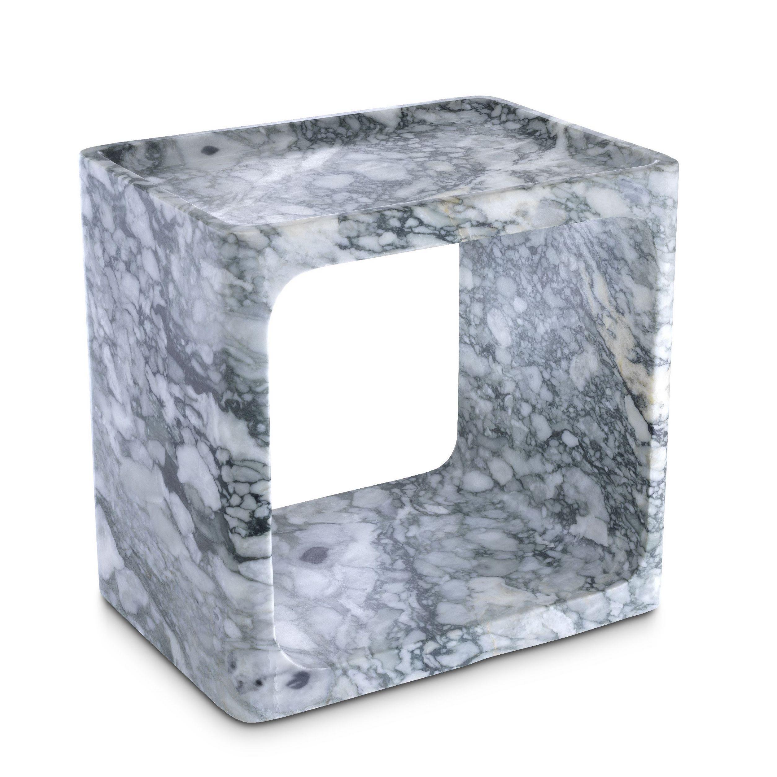 Space Age Italian 1970s Design Style White Marble Square Side Table For Sale
