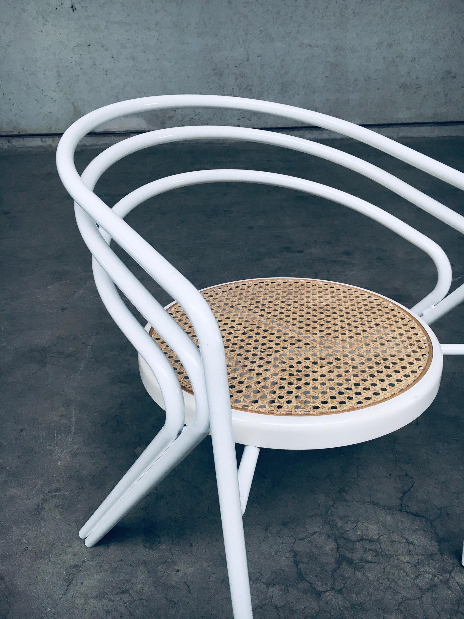 Italian 1970s Design White Metal and Webbing Chair Set For Sale 6