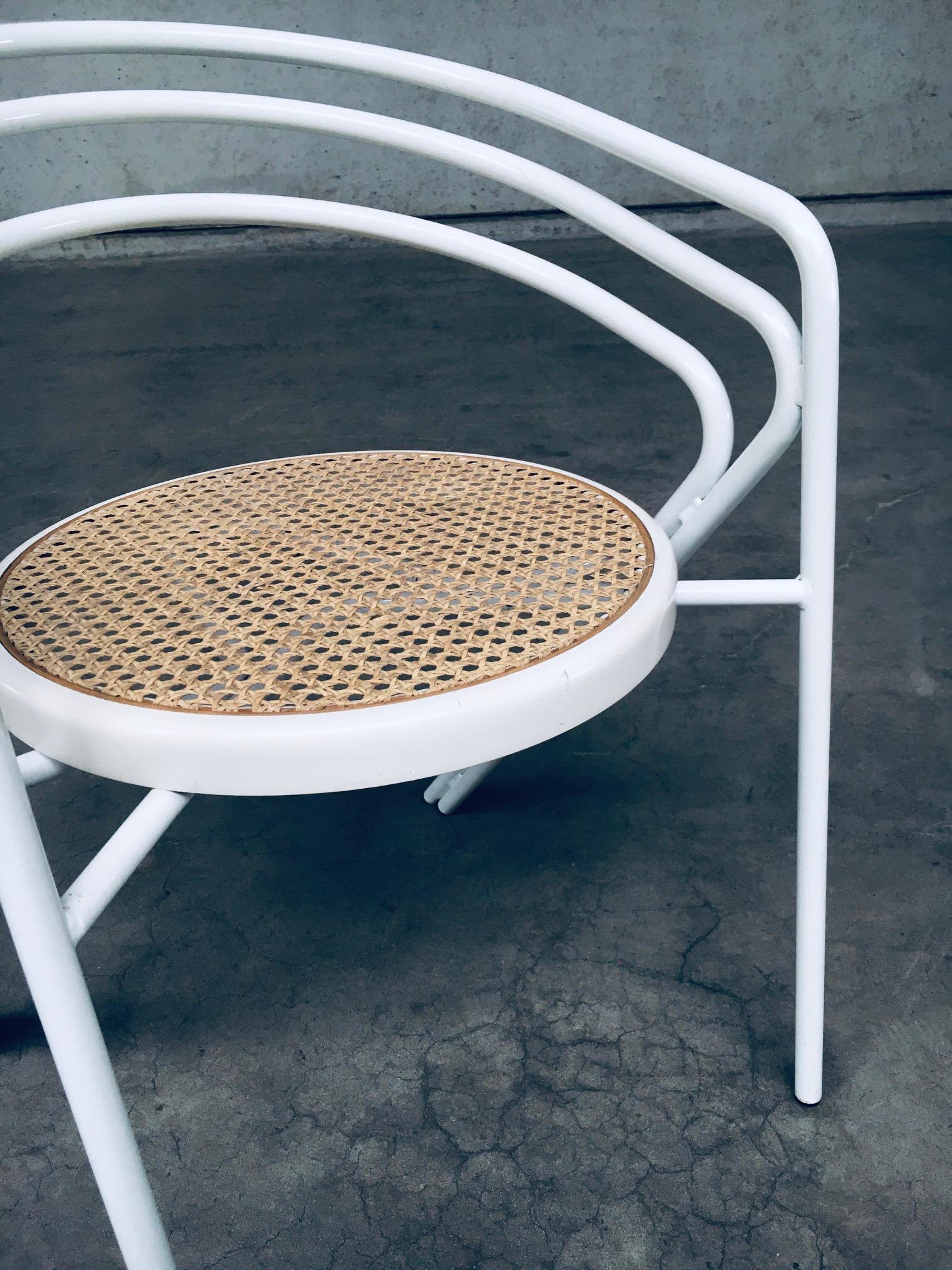 Italian 1970s Design White Metal and Webbing Chair Set For Sale 7