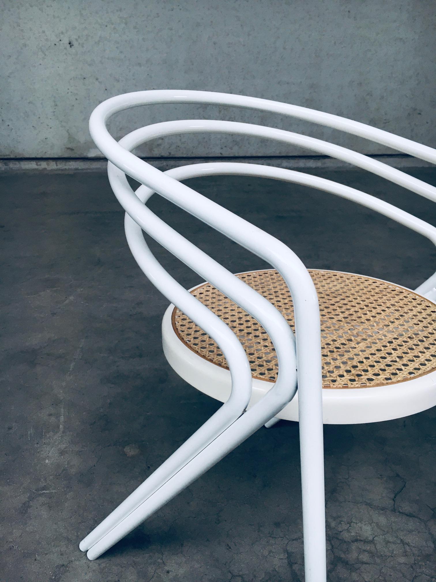 Italian 1970s Design White Metal and Webbing Chair Set For Sale 9