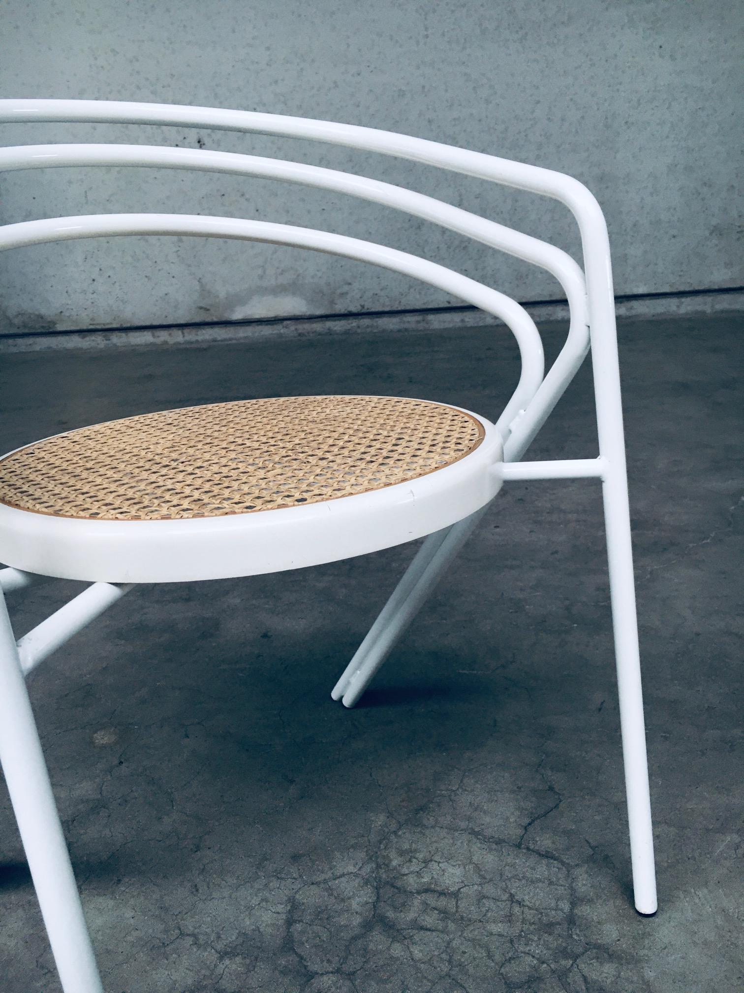 Italian 1970s Design White Metal and Webbing Chair Set For Sale 10