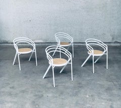 Italian 1970s Design White Metal and Webbing Chair Set