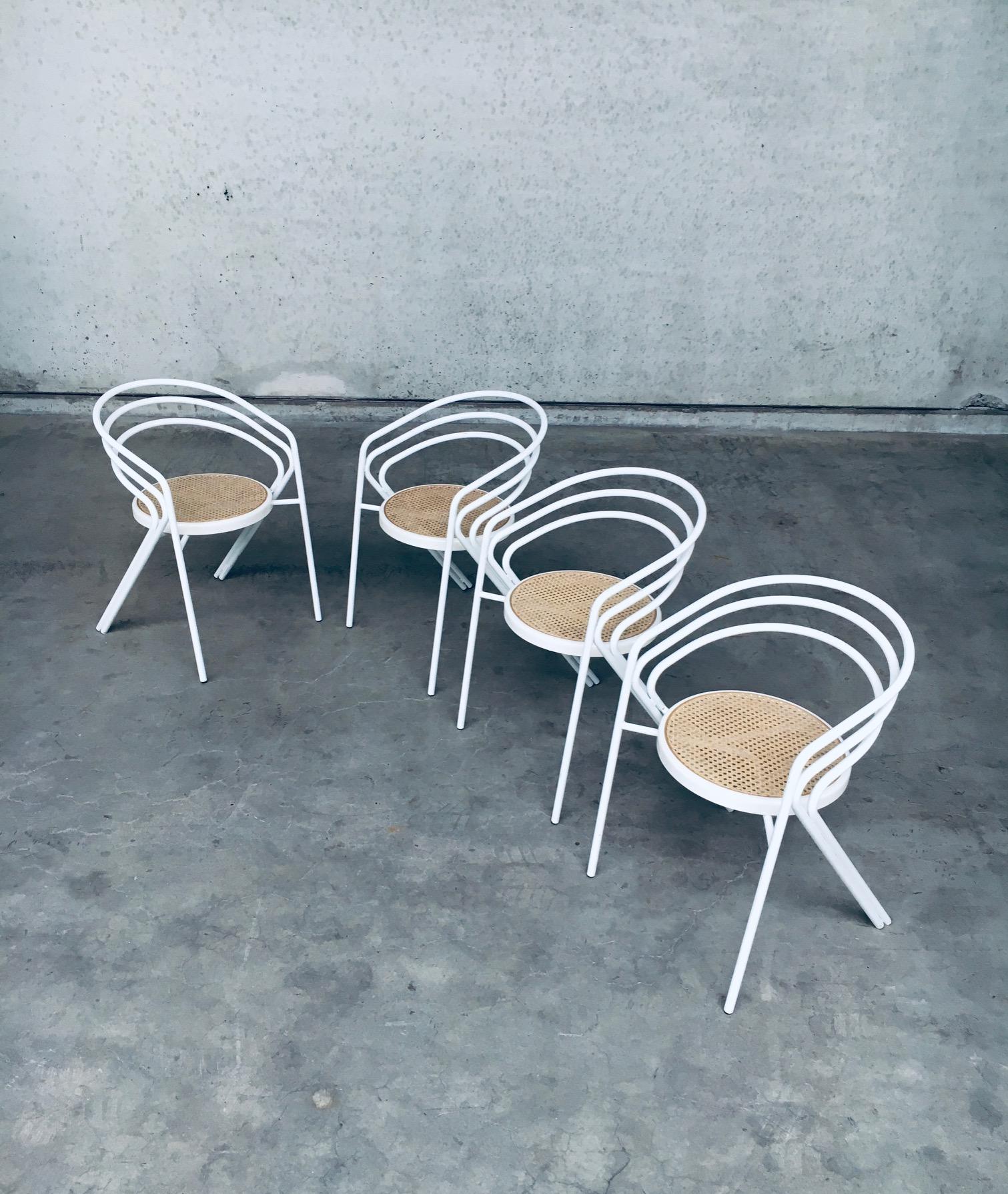 Italian 1970s Design White Metal and Webbing Chair Set In Good Condition For Sale In Oud-Turnhout, VAN