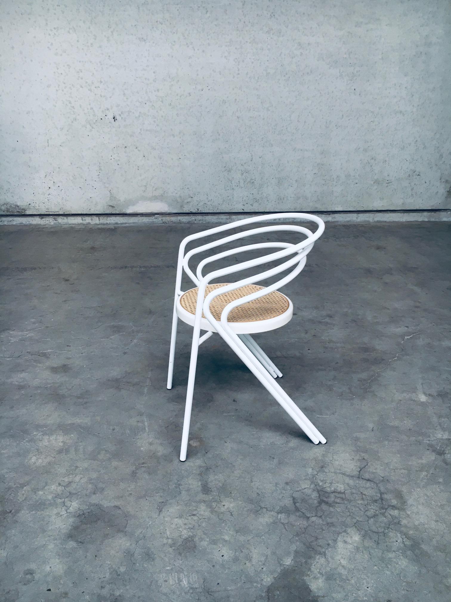 Italian 1970s Design White Metal and Webbing Chair Set For Sale 3