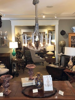 Lustre italien à dix lumières en chrome et verre de style Gaetano Sciolari des années 1970