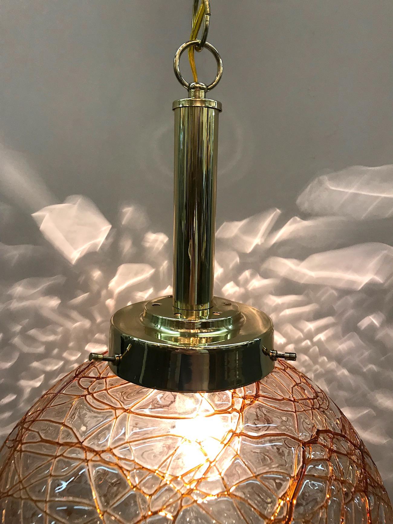 Mid-Century Modern Italian 1970s Glass Globe Pendant Light