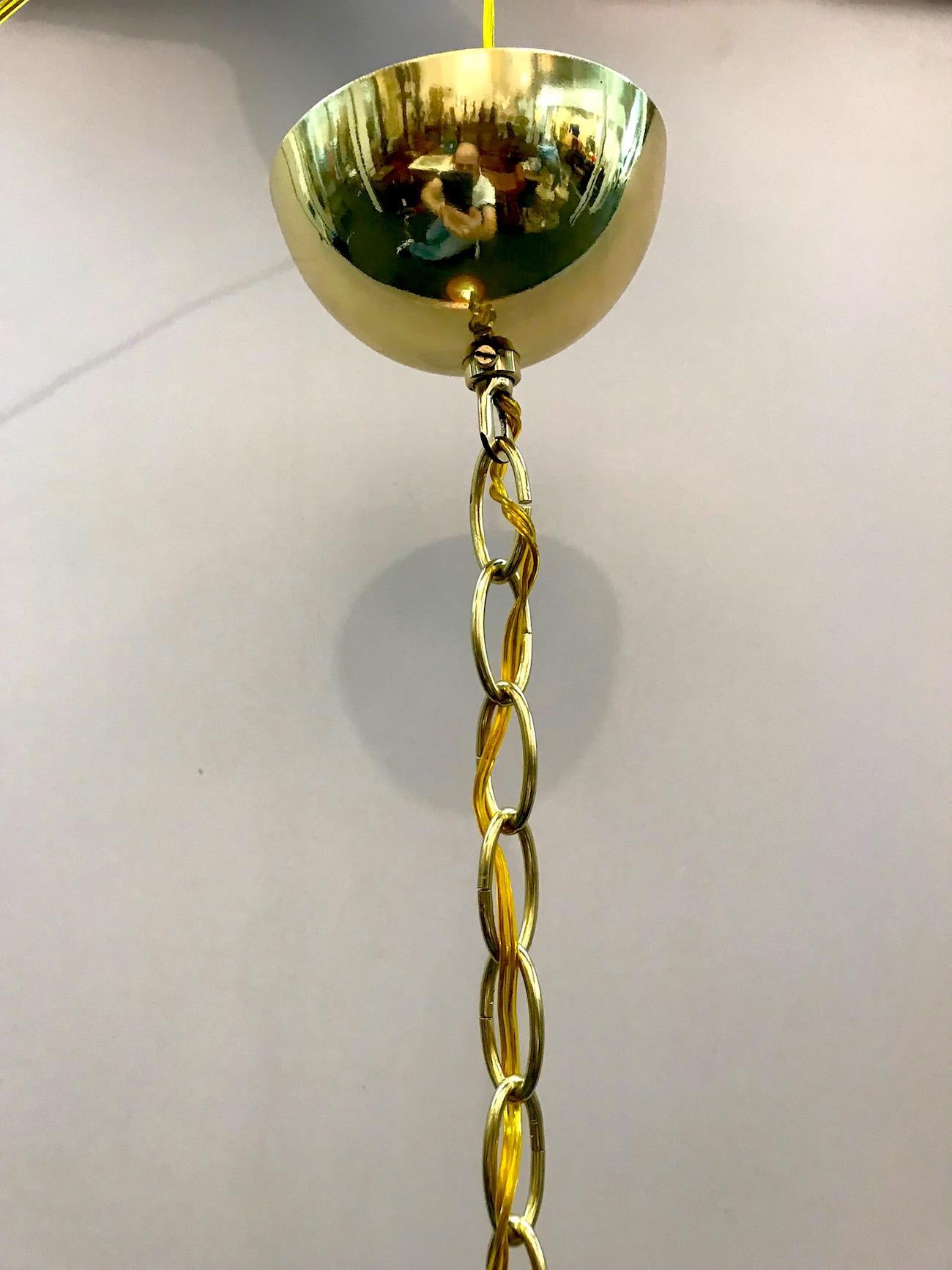 Brass Italian 1970s Glass Globe Pendant Light