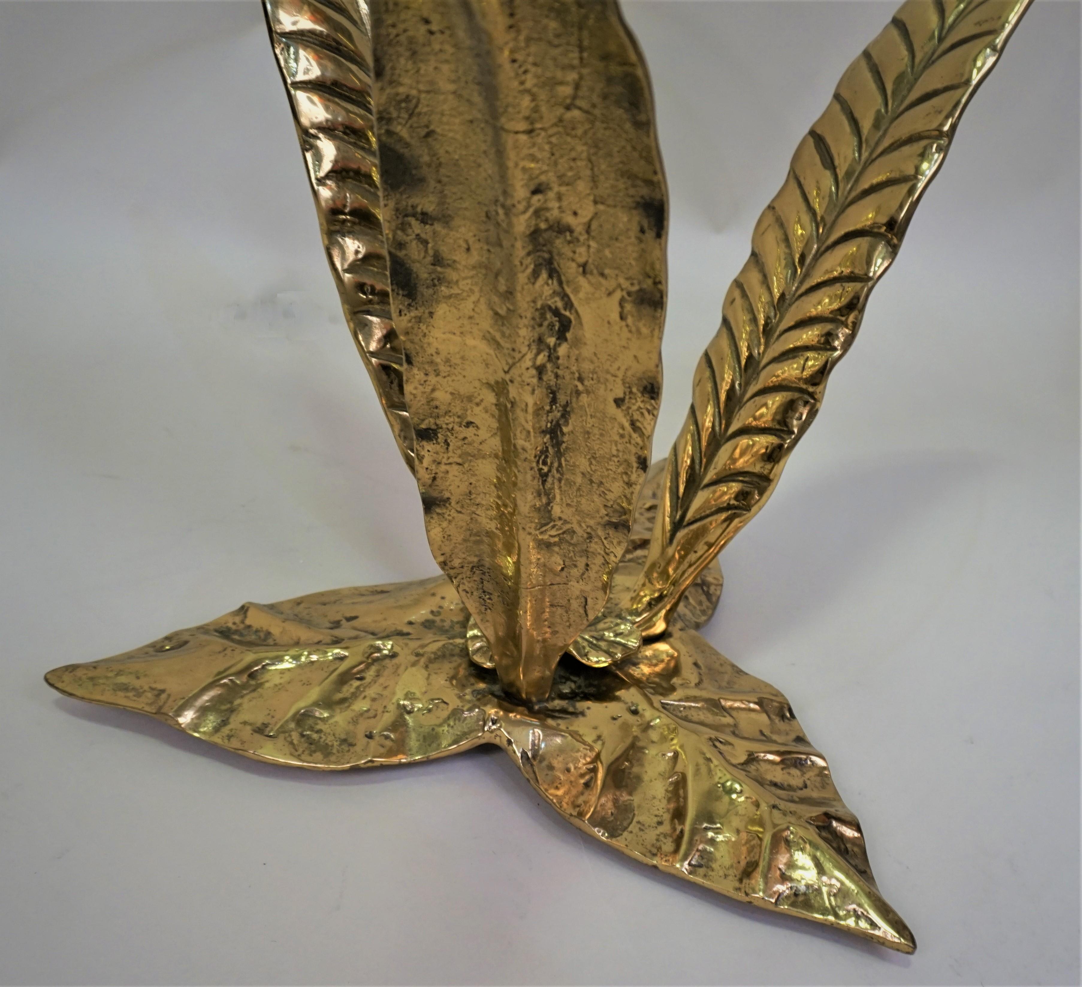 Italian 1970s Glass Top Bronze Leaves Sculptural Coffee Table In Good Condition For Sale In Fairfax, VA