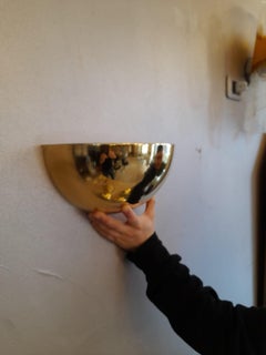 Italian 1970s Golden Brass Half Moon Wall Sconces Set of 5