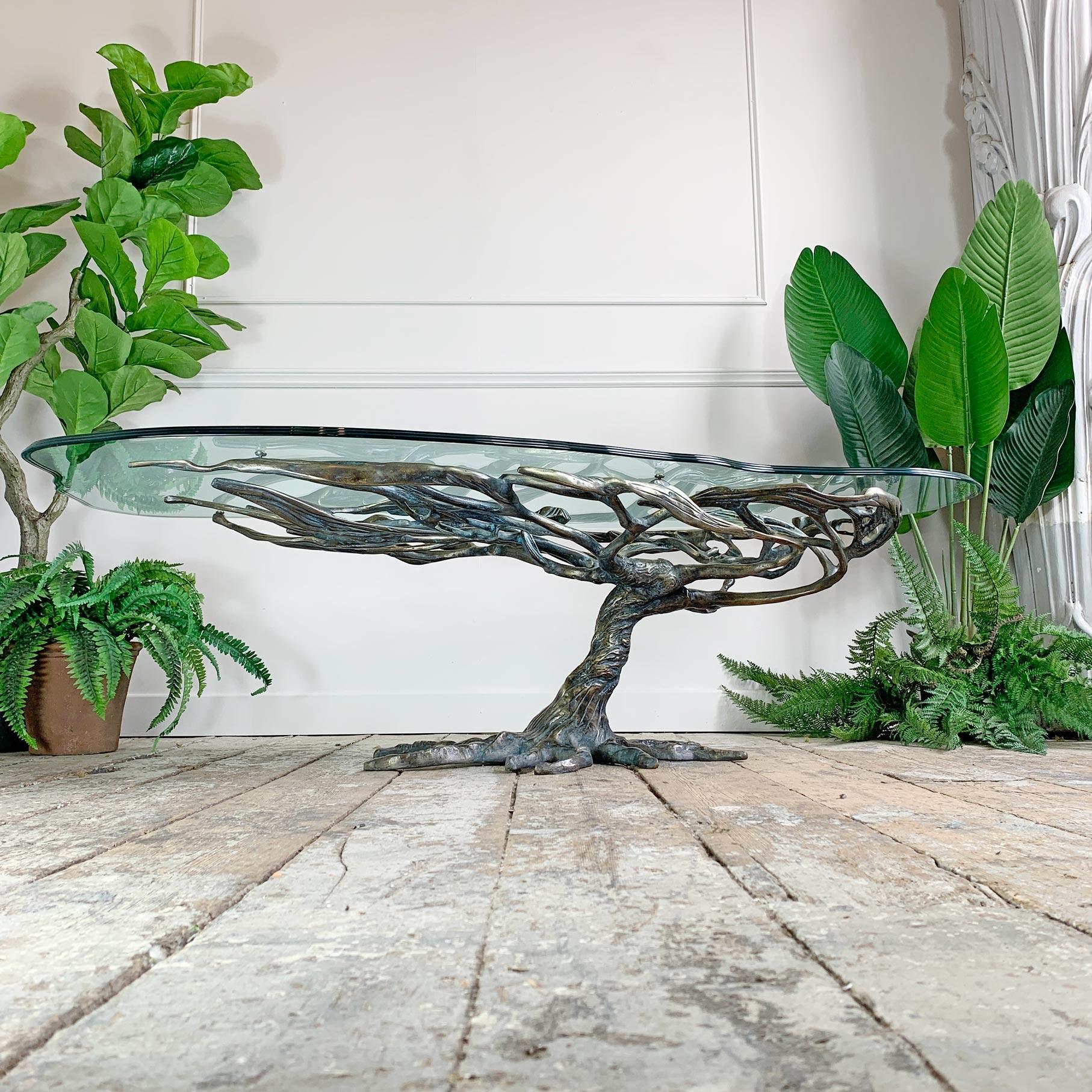 Italian 1970’s Hand Crafted Bronze Tree Form Coffee Table 4