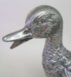 Italian 1970s Handmade Pewter Duck by Mauro Manetti