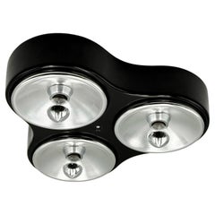 Italian 1970s Harveiluce 5032 Black ABS Ceiling Fixture