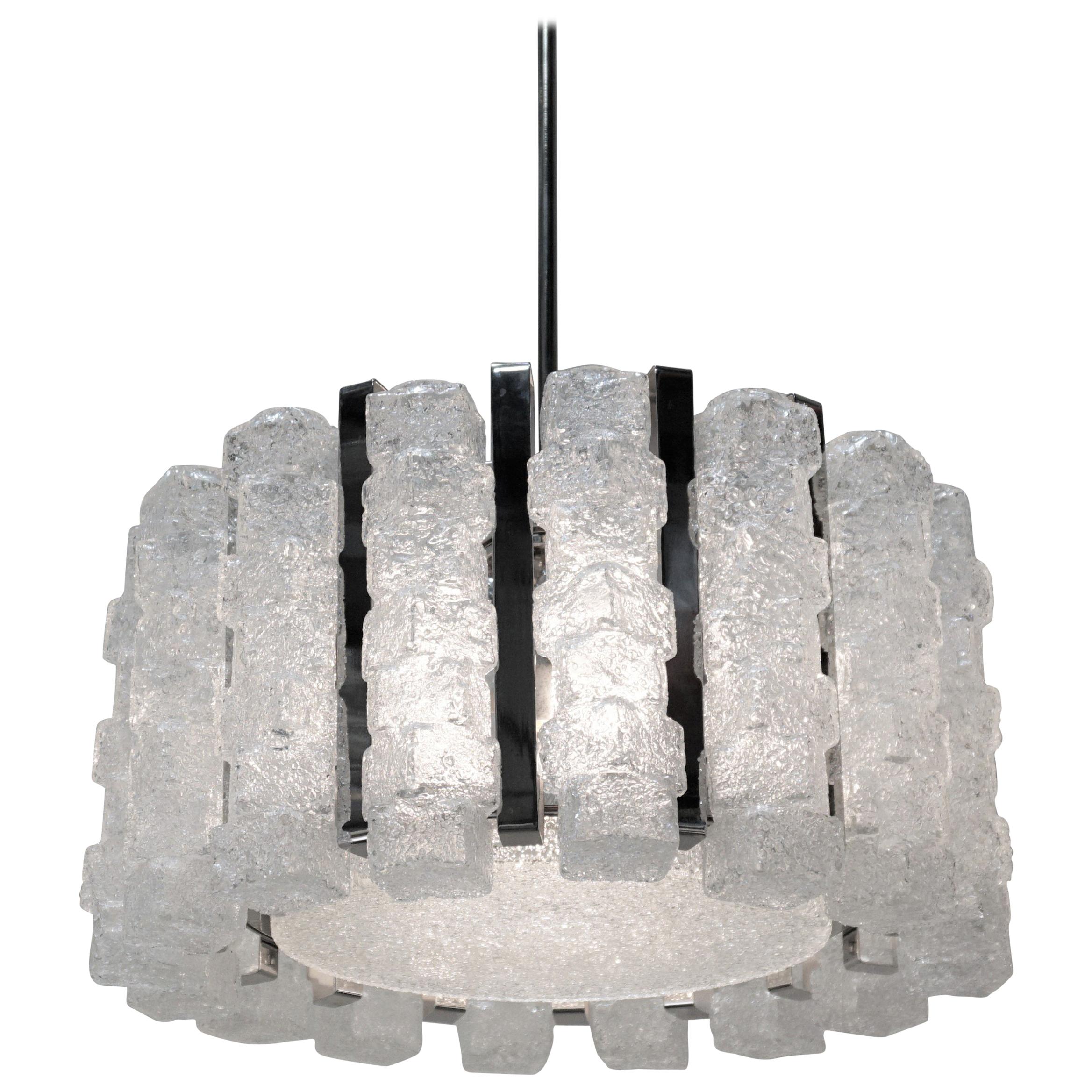 Italian 1970s Ice Cube Glass Chandelier by Mazzega