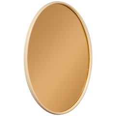 Italian 1970s Lacquered and Rose Gold Glass Oval Mirror