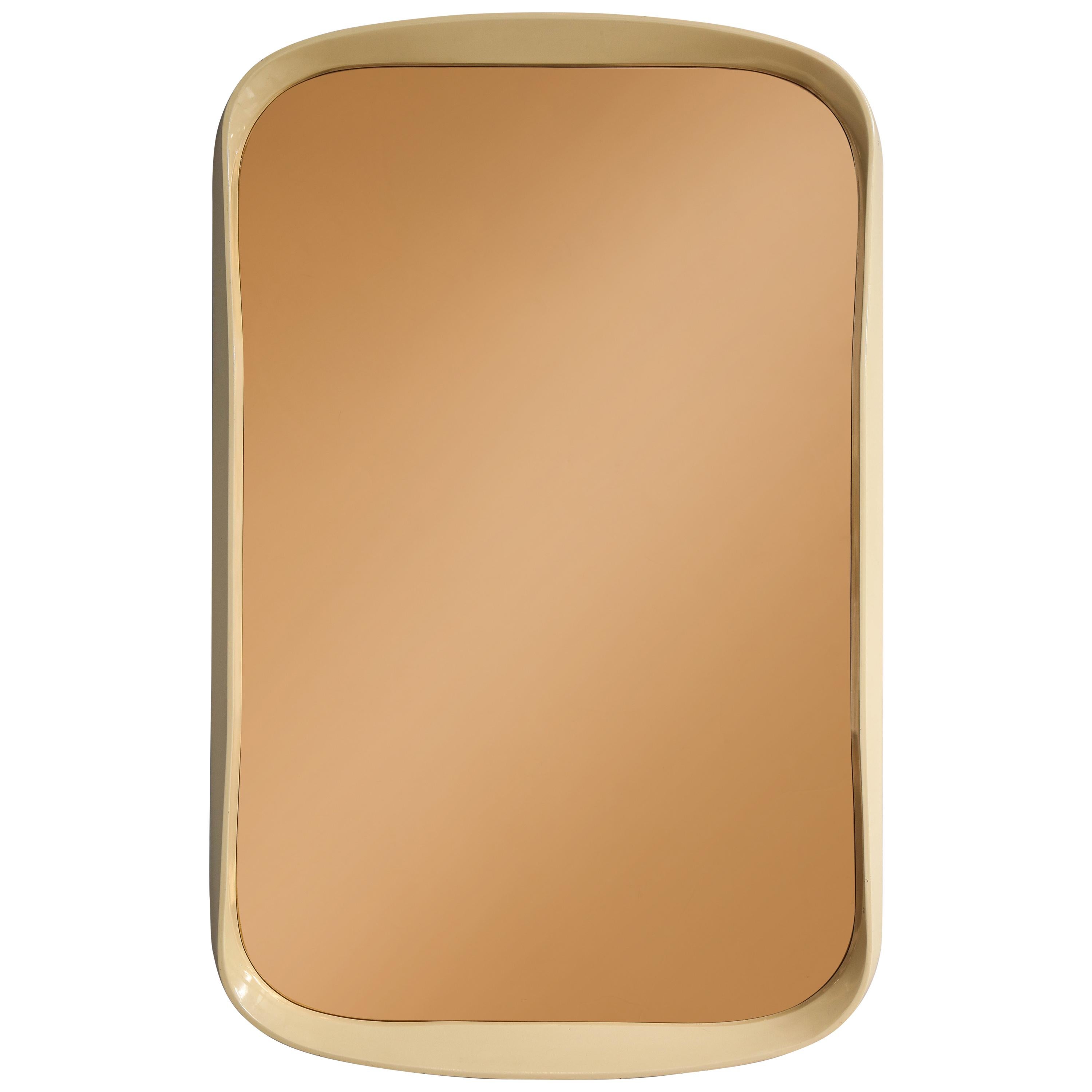 Italian 1970s Lacquered and Rose Gold Glass Rectangular Mirror