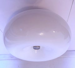 Italian 1970s Large Donut Glass Flish Ceiling Lamp Mid Century